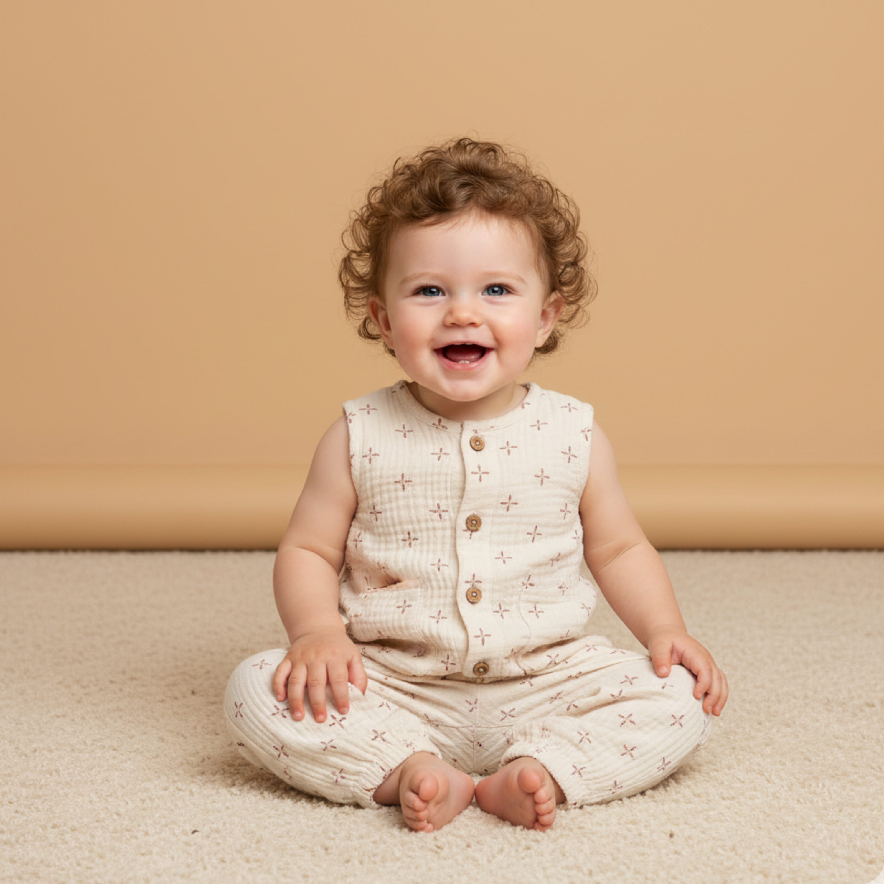 Organic Buttoned Jumpsuit - Cross