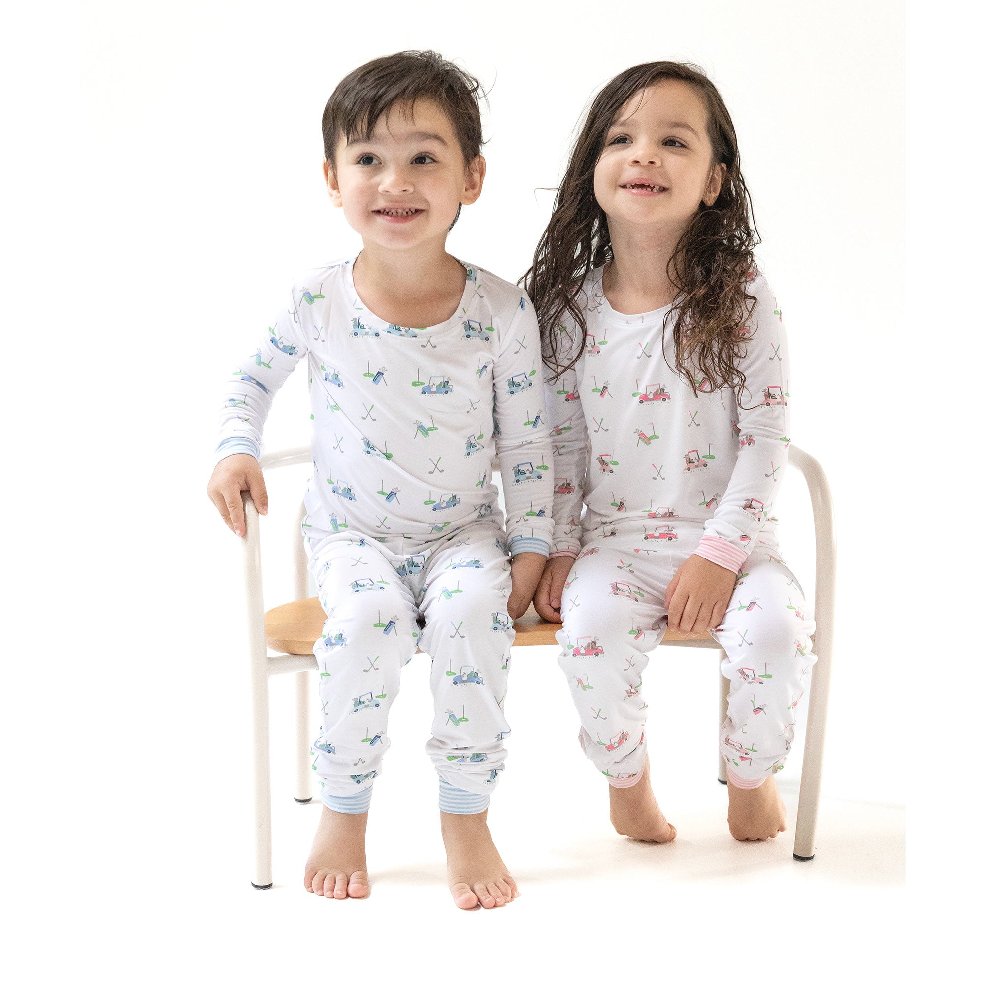 Baby Golf Carts - Pink - Long Sleeve Loungewear Set