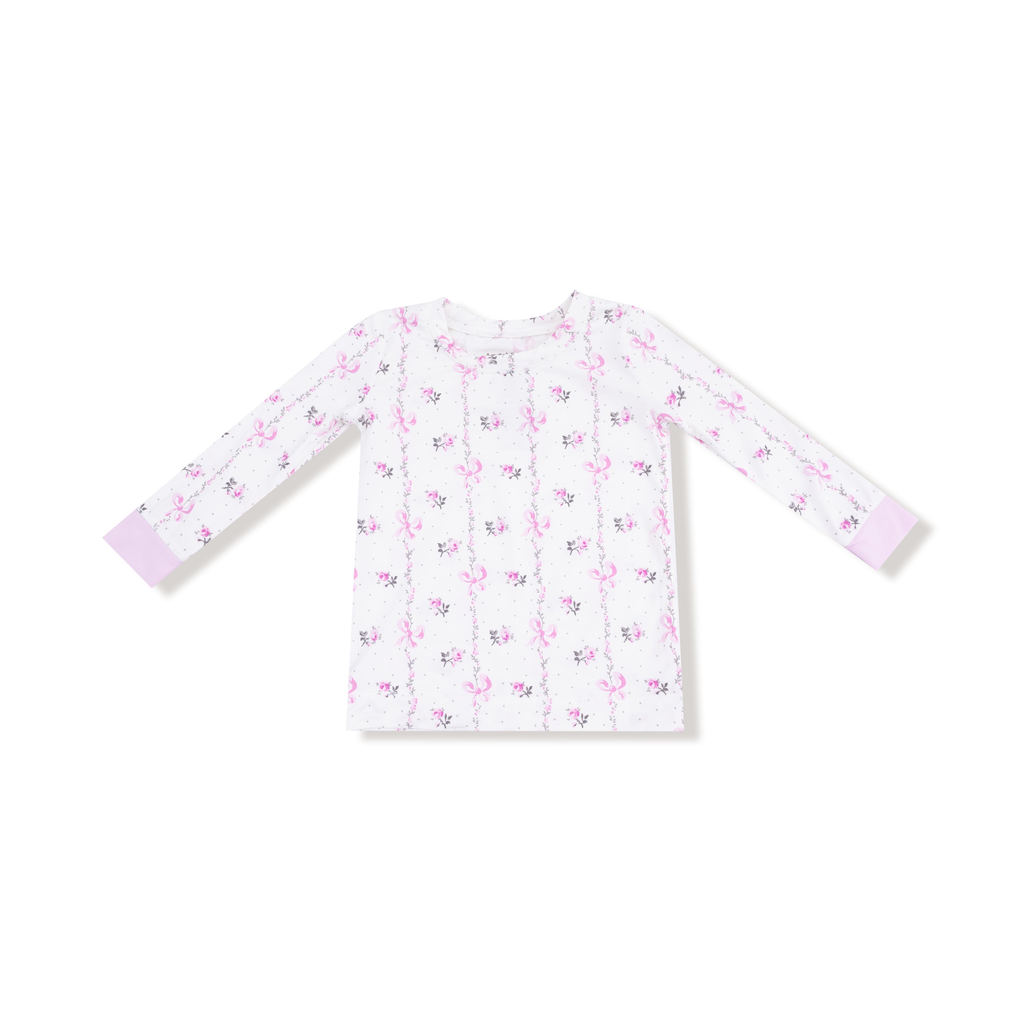 Dainty Buds and Bows Stripe - Long Sleeve Loungewear Set