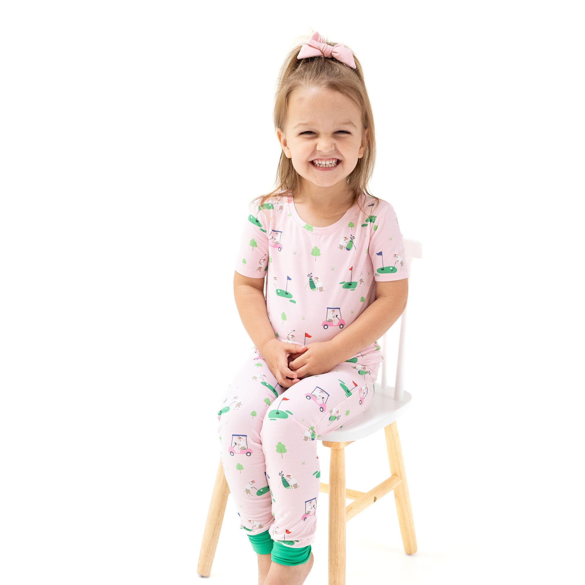 Dog Gone Golf - Pink - Short Sleeve Loungewear Set