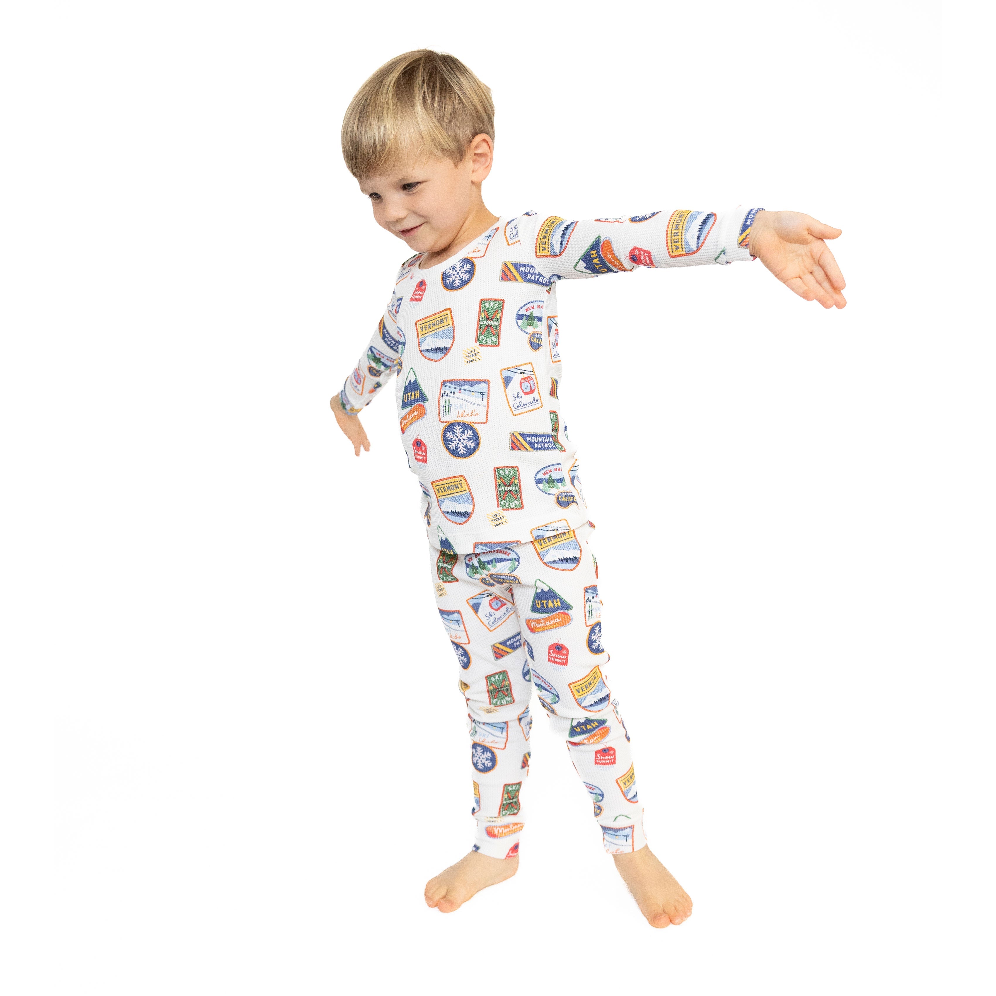 Vintage State Snow Sport Patches - Long Sleeve Loungewear Set