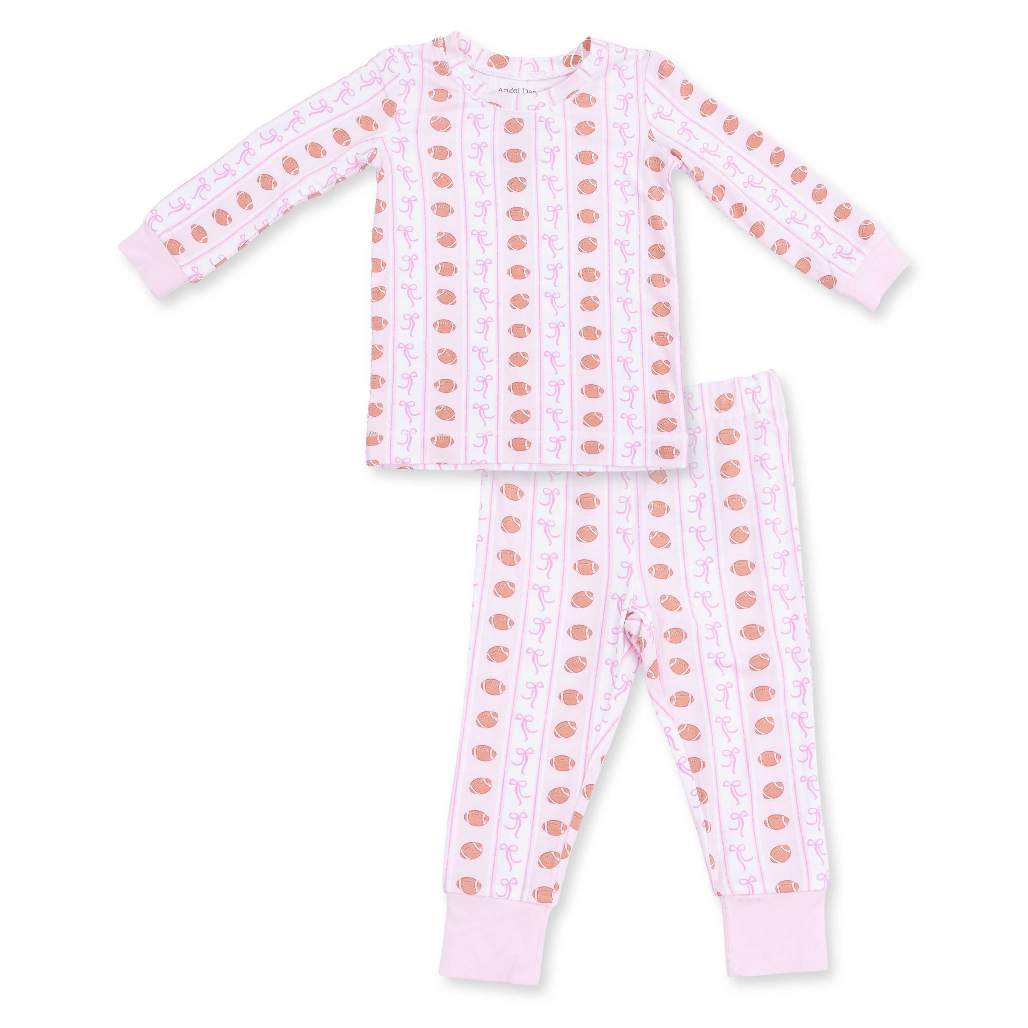 Football Bow Stripe - Long Sleeve Loungewear Set