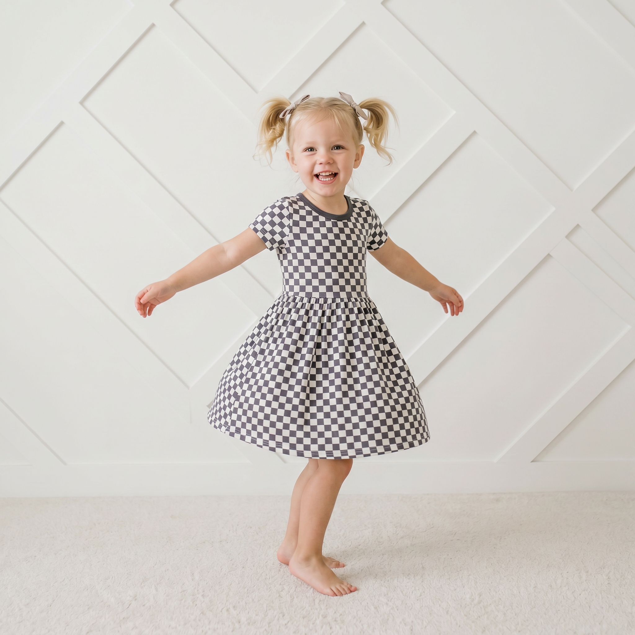 Charcoal Checks Dress