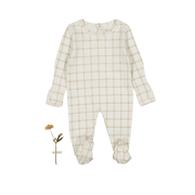The Printed Romper - Tan Grid