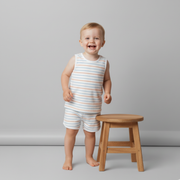 Organic Sleeveless Tee & Shorts Set - Cabana Stripes