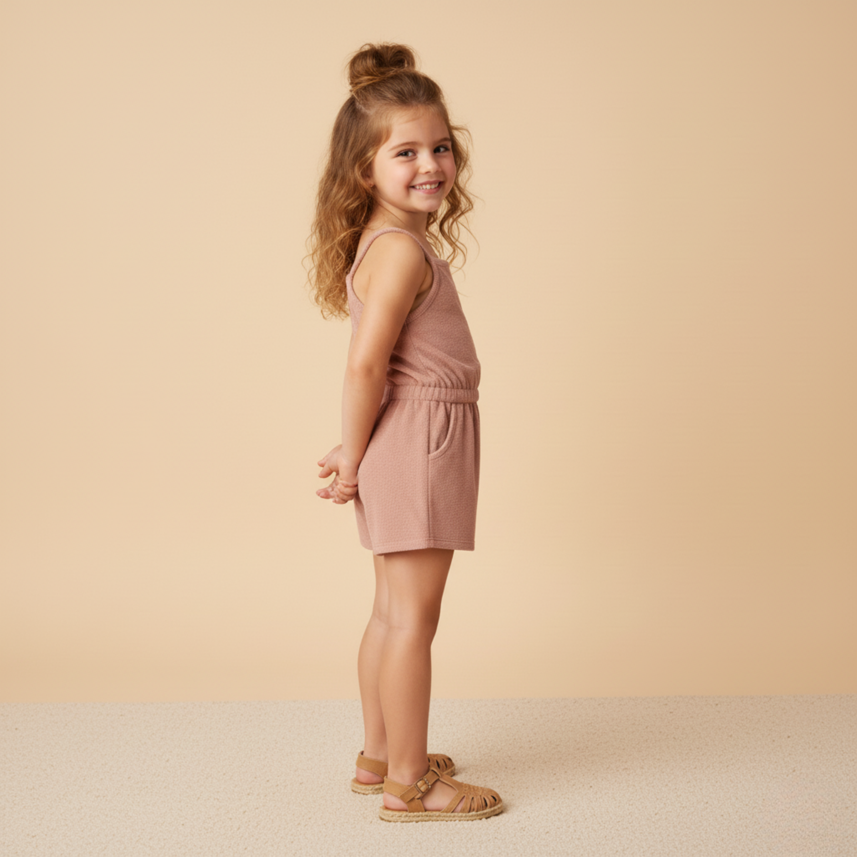 Organic Tank Romper - Clay