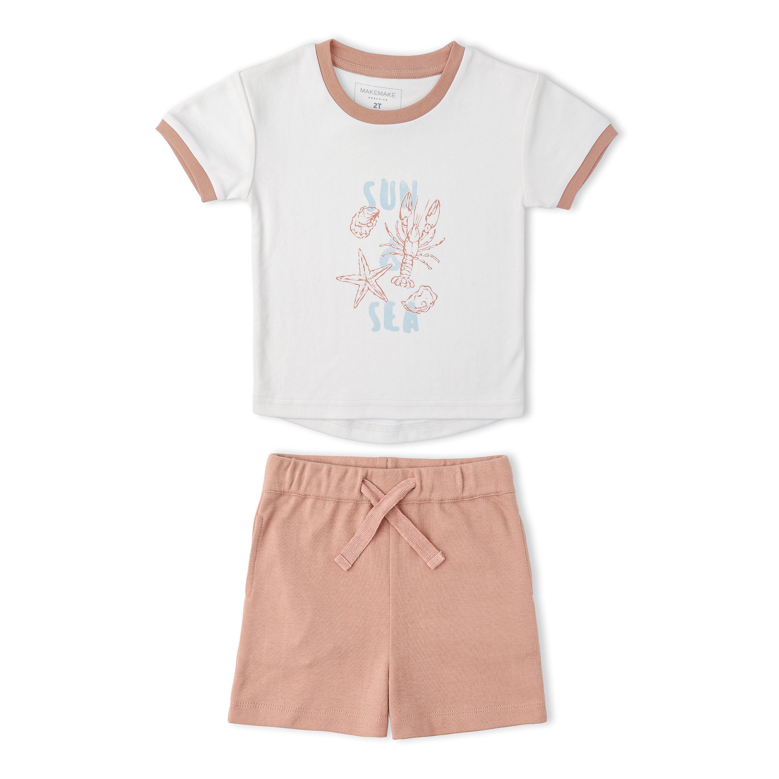 Organic Graphic Tee & Shorts Set - Beach Day