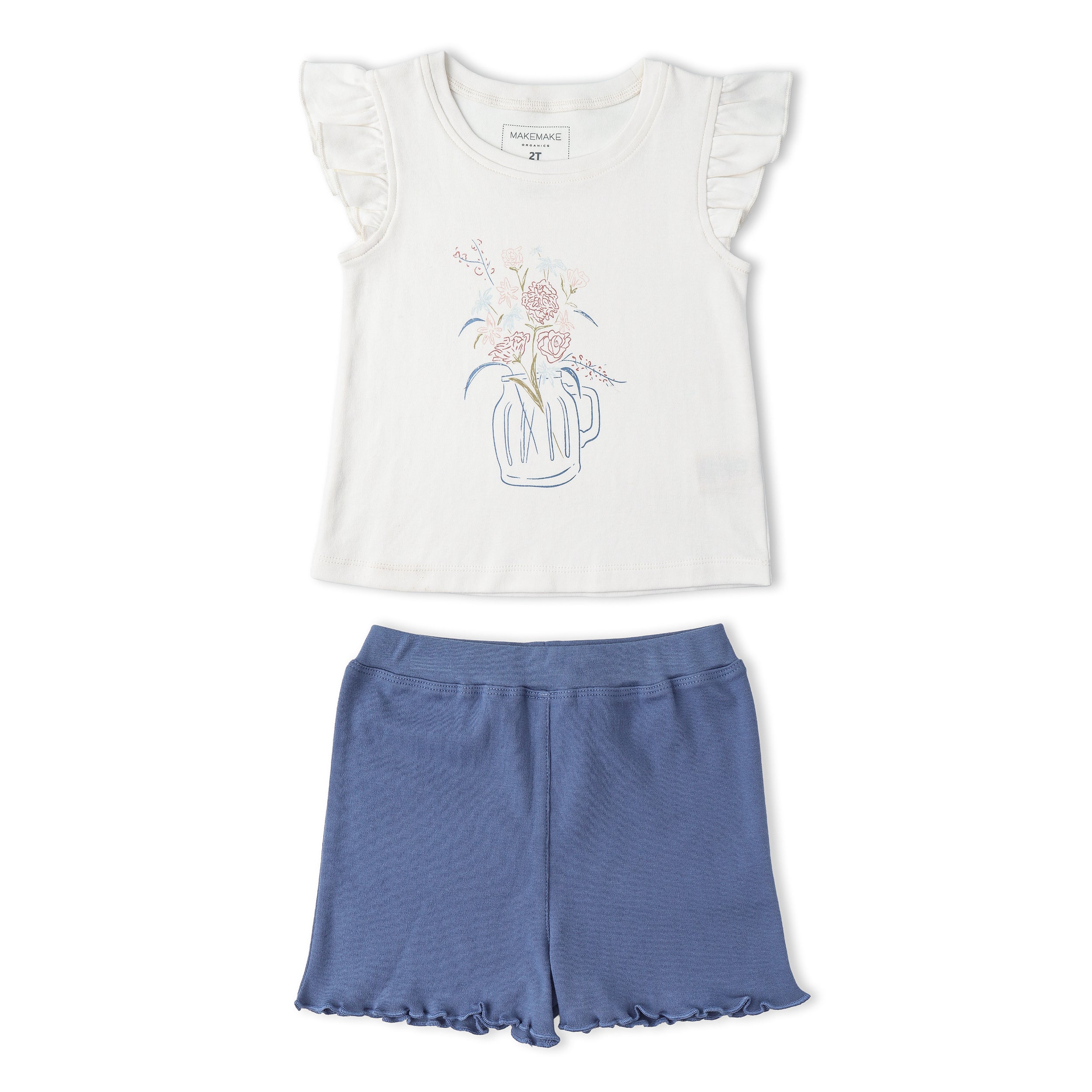 Organic Sleeveless Flutter Top & Shorts Set - Spring Floral