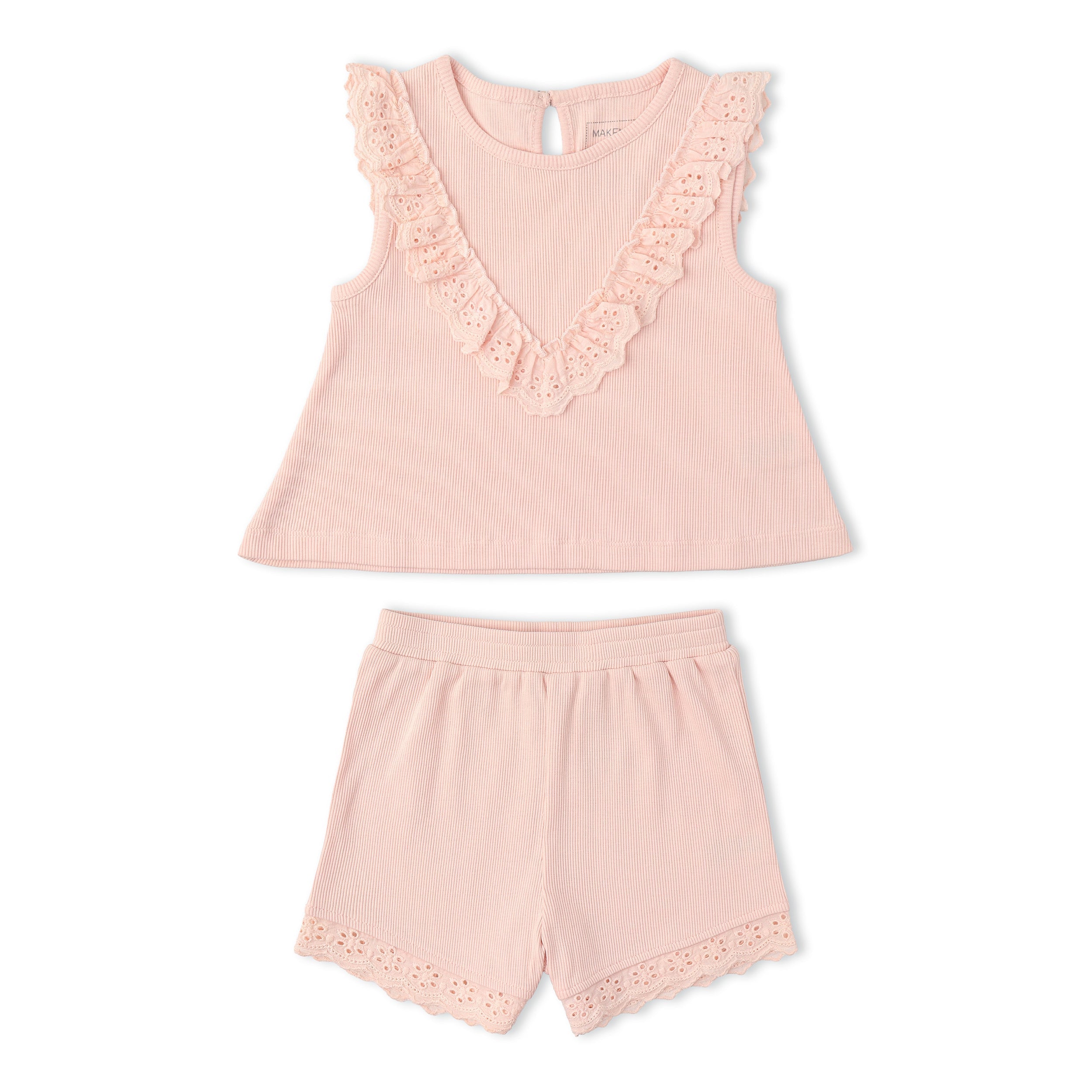 Organic Ruffle Top & Shorts Set - Blush
