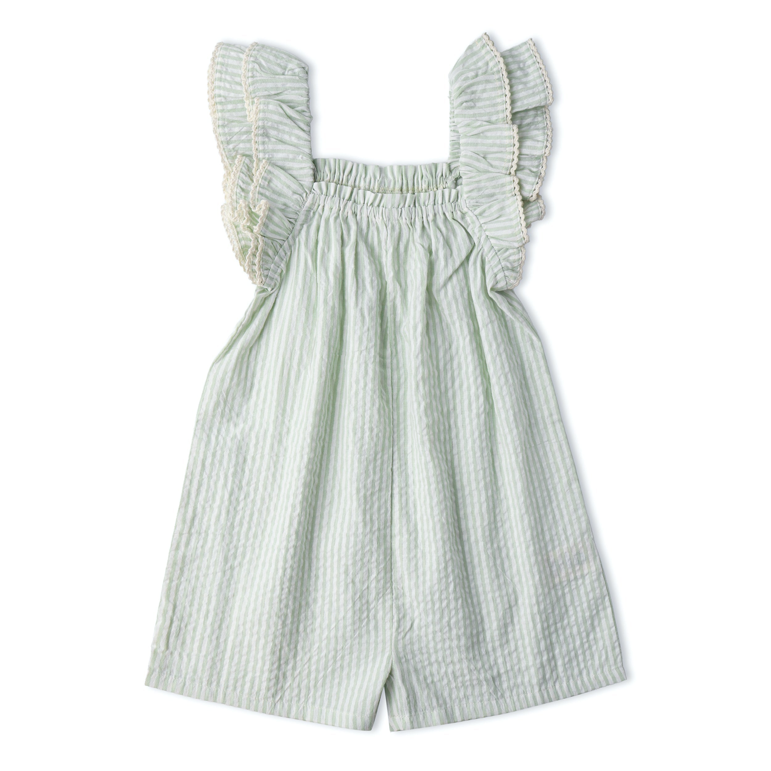 Organic Flutter Jumpsuit - Basil Stripes