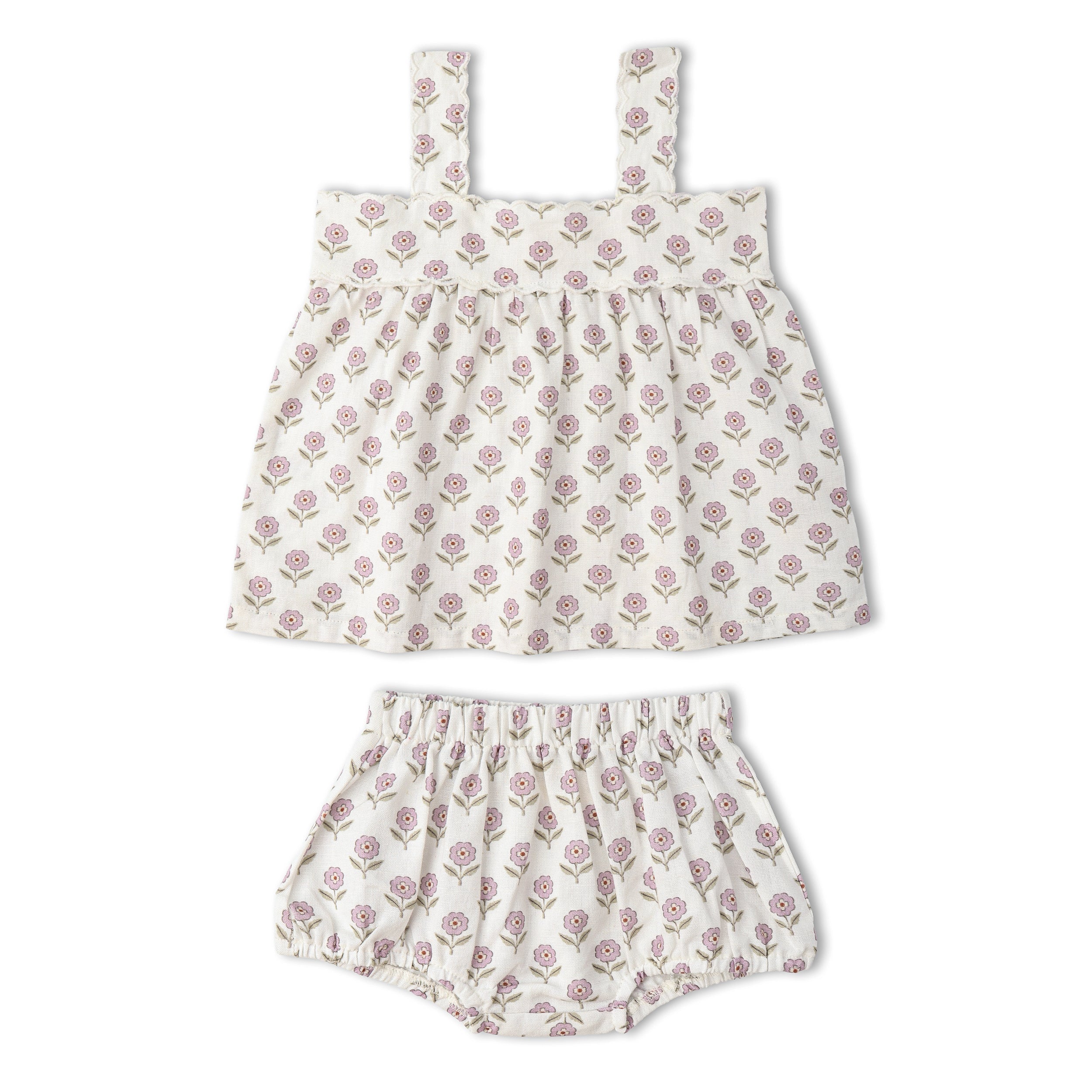 Organic Scalloped Top & Bloomers Set - Lavender