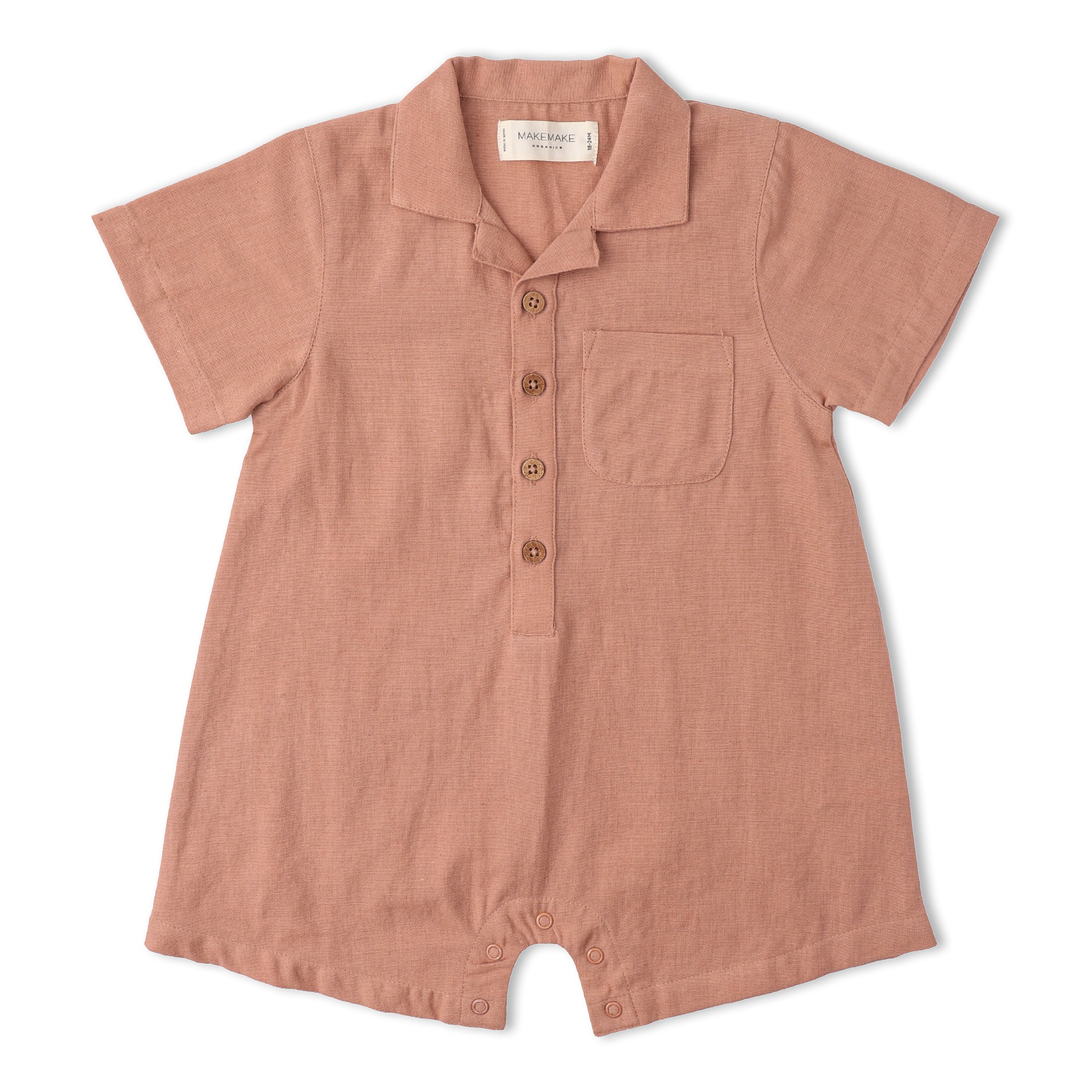 Organic Collared Romper - Clay