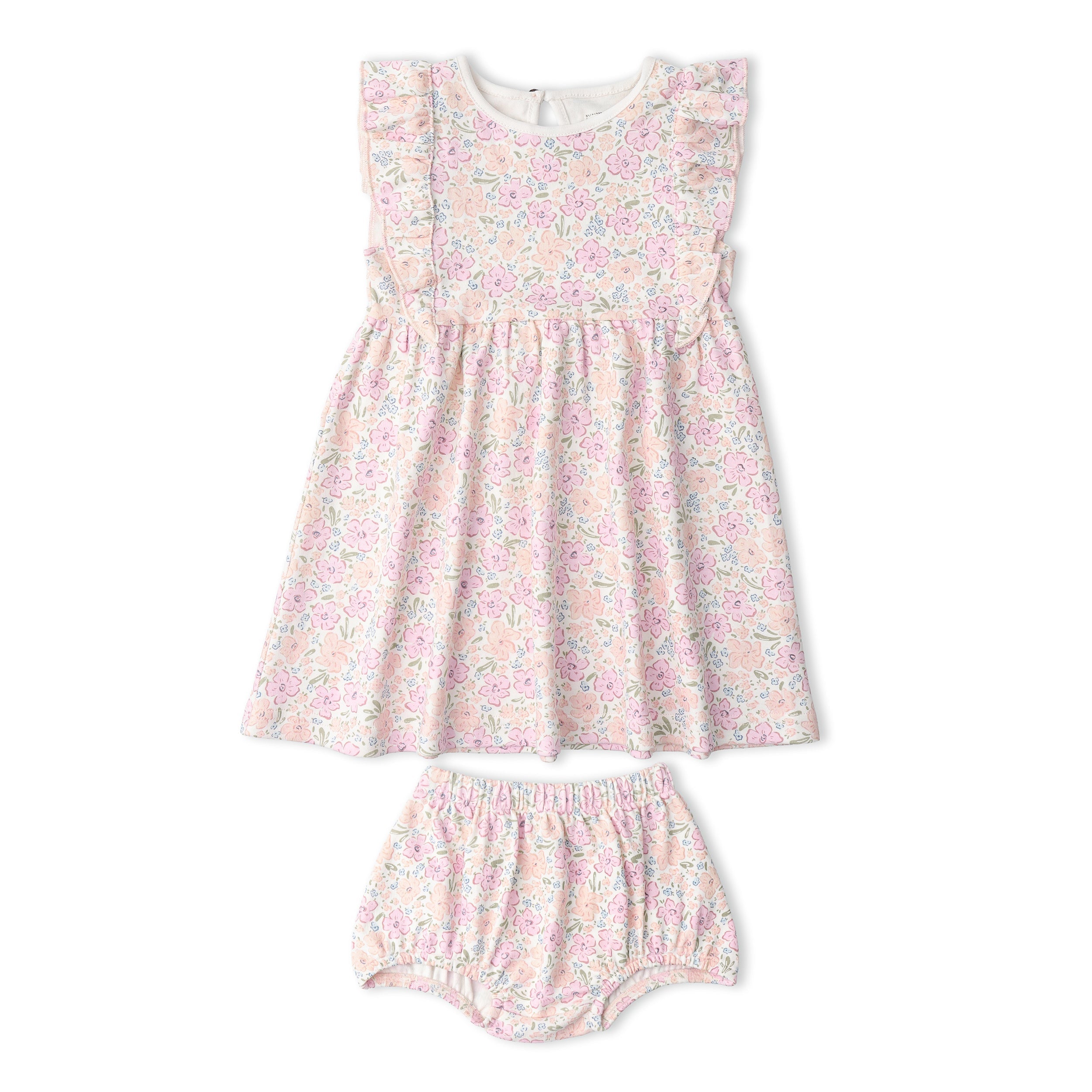 Organic Flutter Dress - Peony