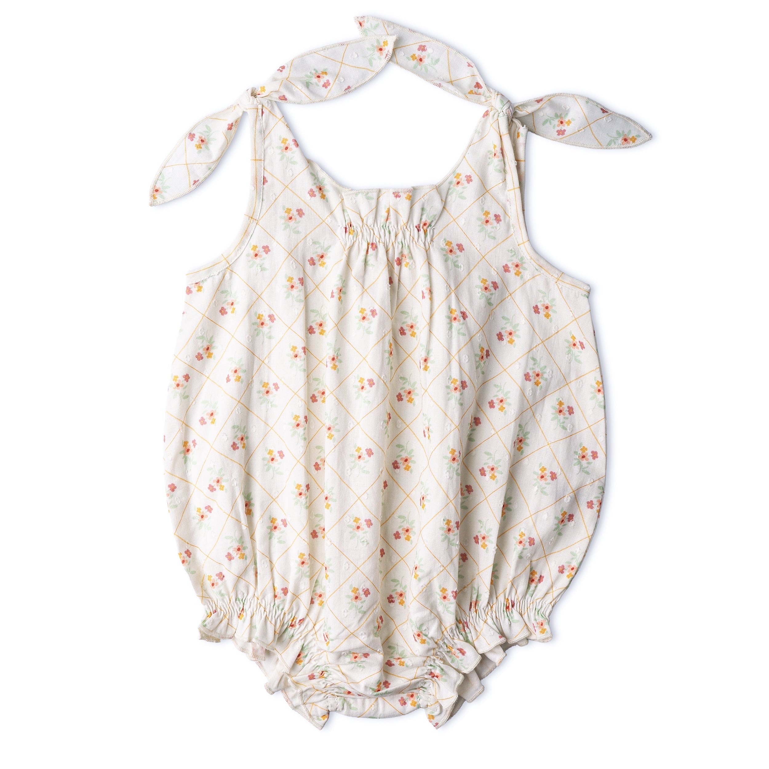 Organic Tie Shoulder Bubble Romper - Spring Weave