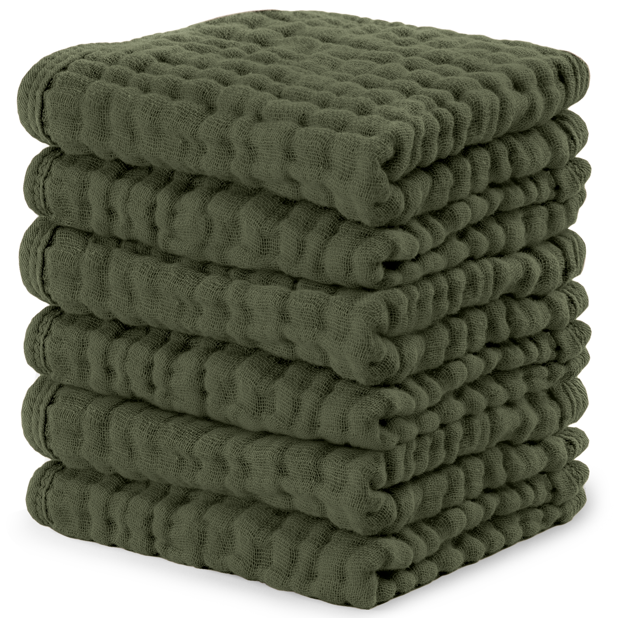 Muslin Washcloths in Kelp