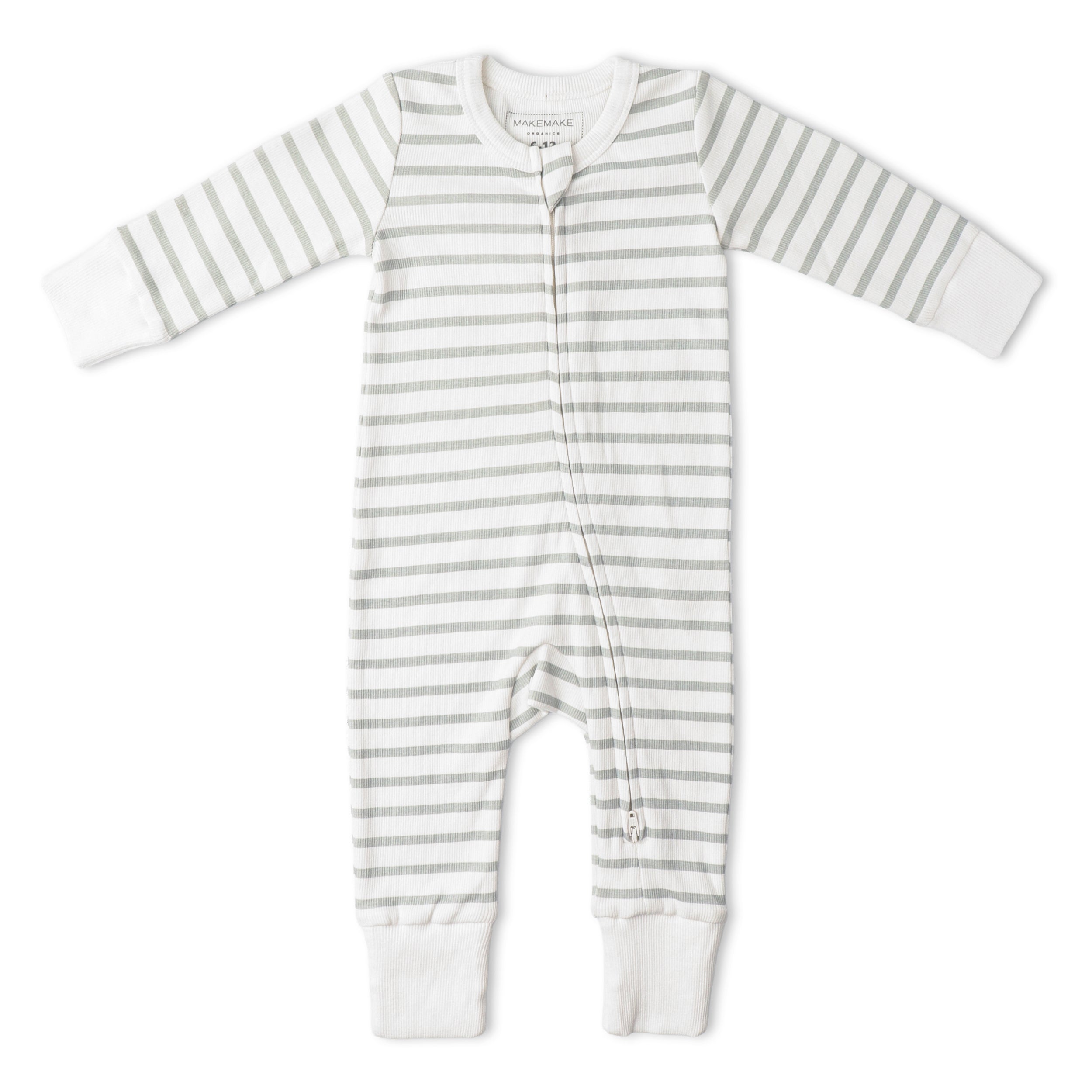 Organic 2-Way Zip Romper - Fog Stripes
