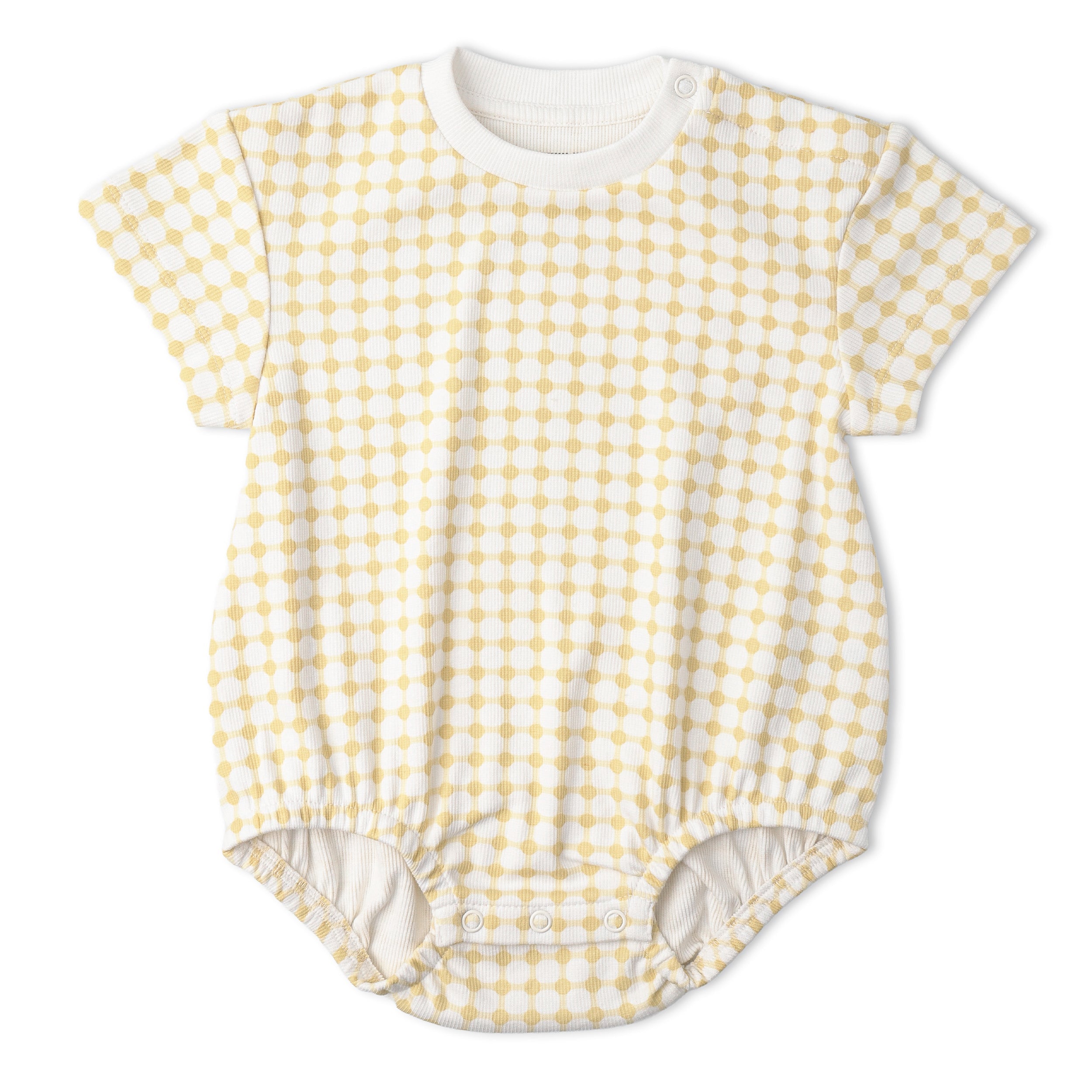 Organic Short Sleeve Bubble Romper - Dotty Gingham