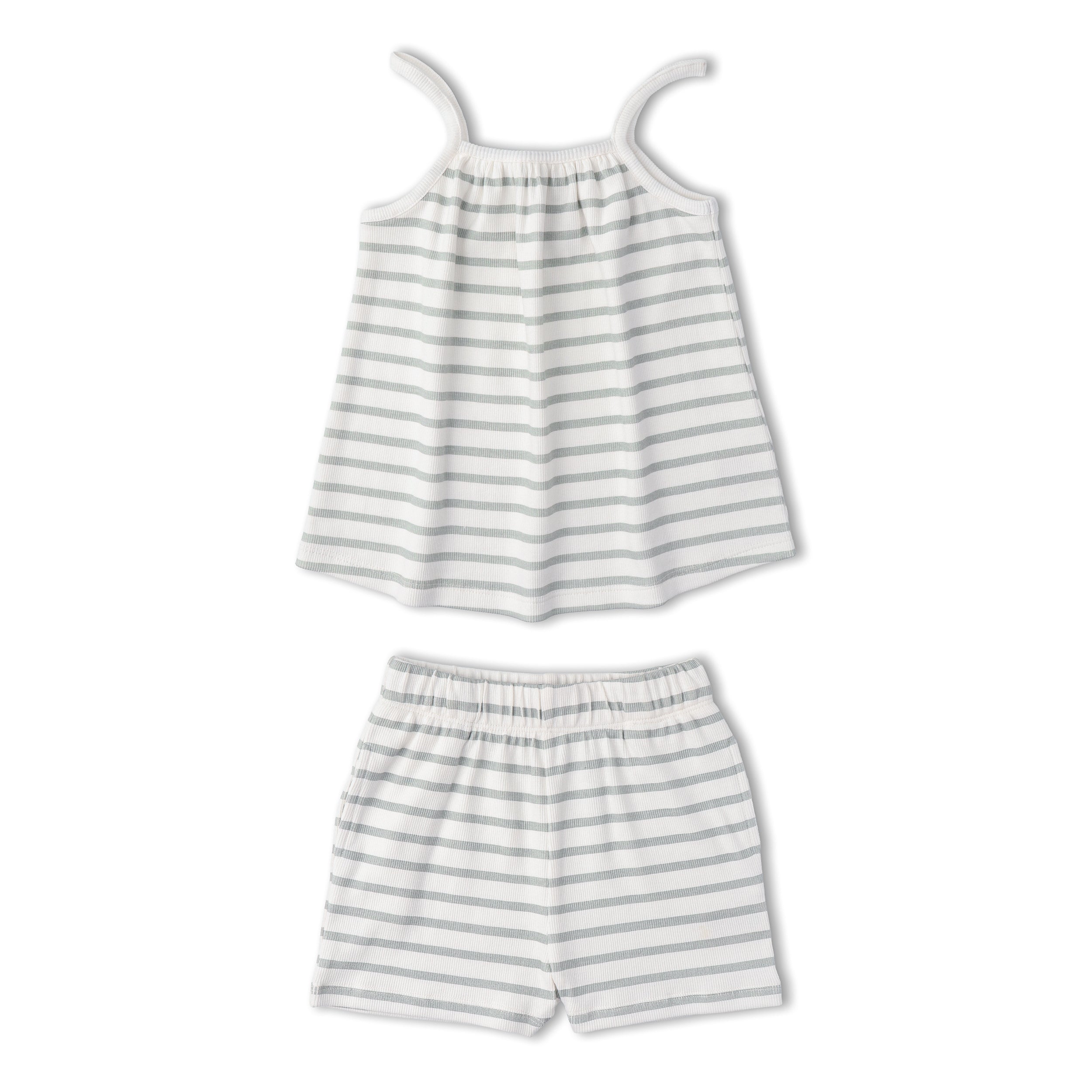 Organic Tank Top & Shorts Set - Fog Stripes