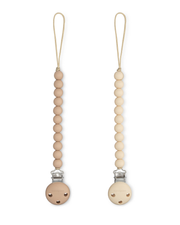 Pacifier Clips in Beige & Light Beige, 2 Pack