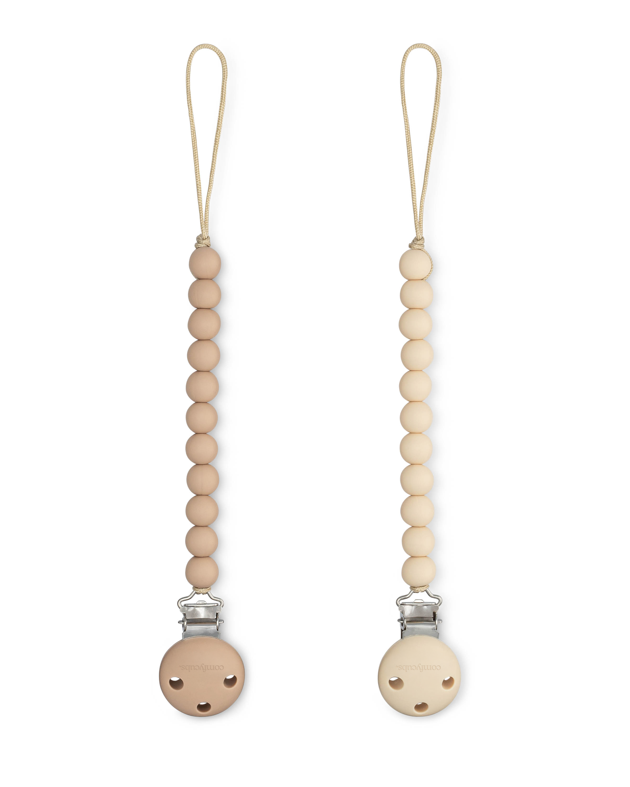 Pacifier Clips in Beige & Light Beige, 2 Pack