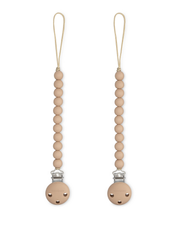 Pacifier Clips in Beige, 2 Pack