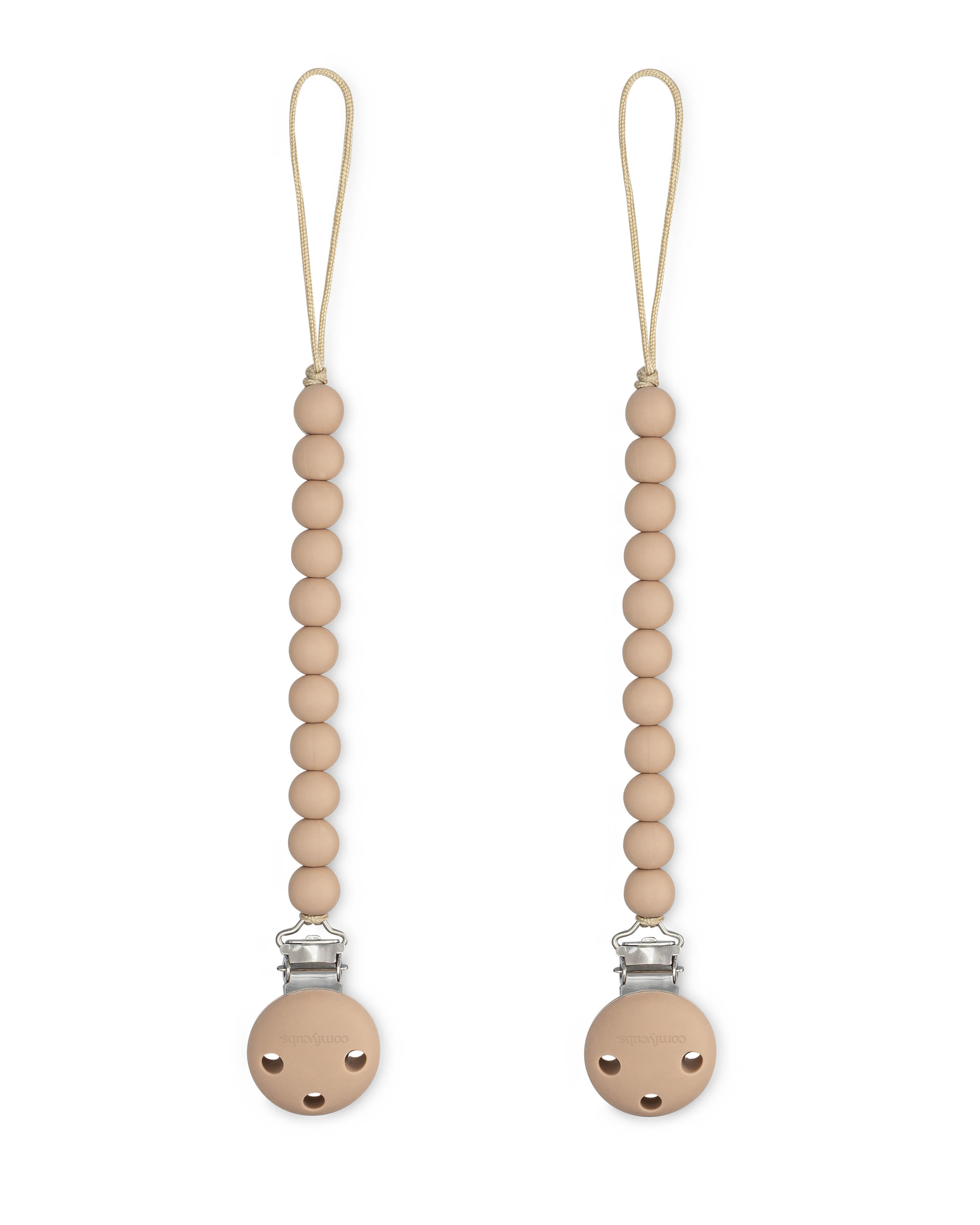 Pacifier Clips in Beige, 2 Pack