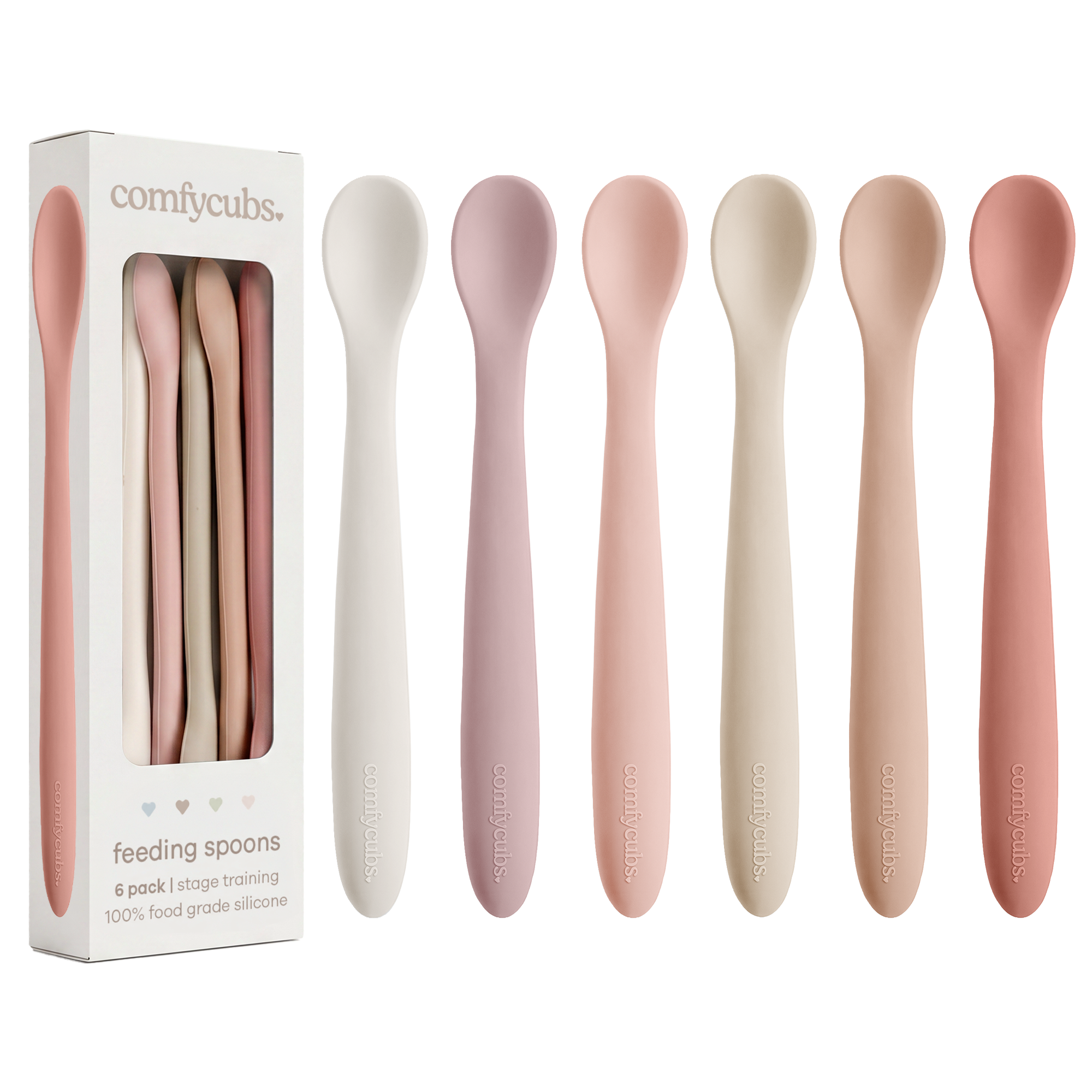Silicone Baby Spoons Set - 6 Pack, Blush