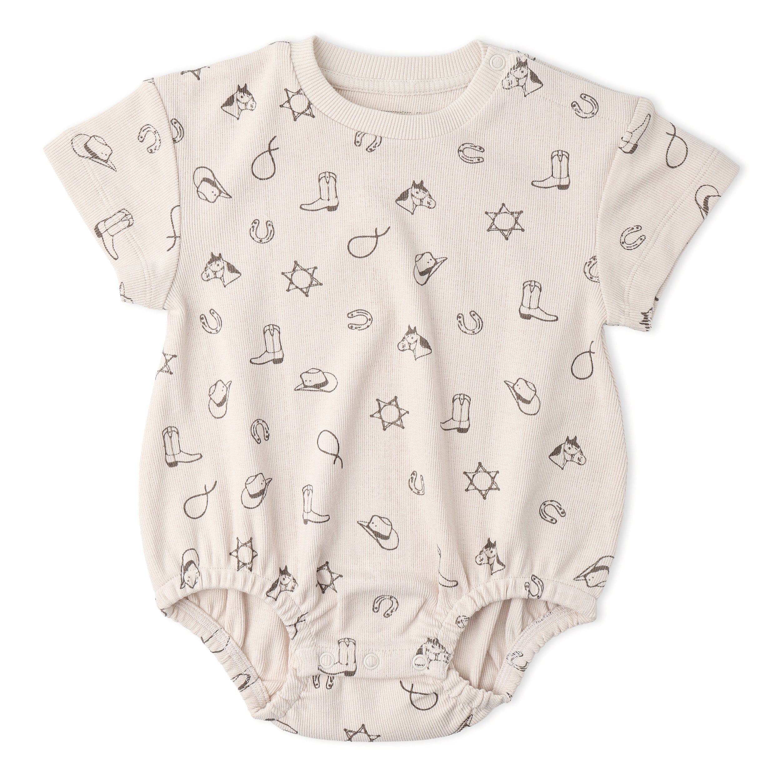 Organic Short Sleeve Bubble Romper - Rodeo
