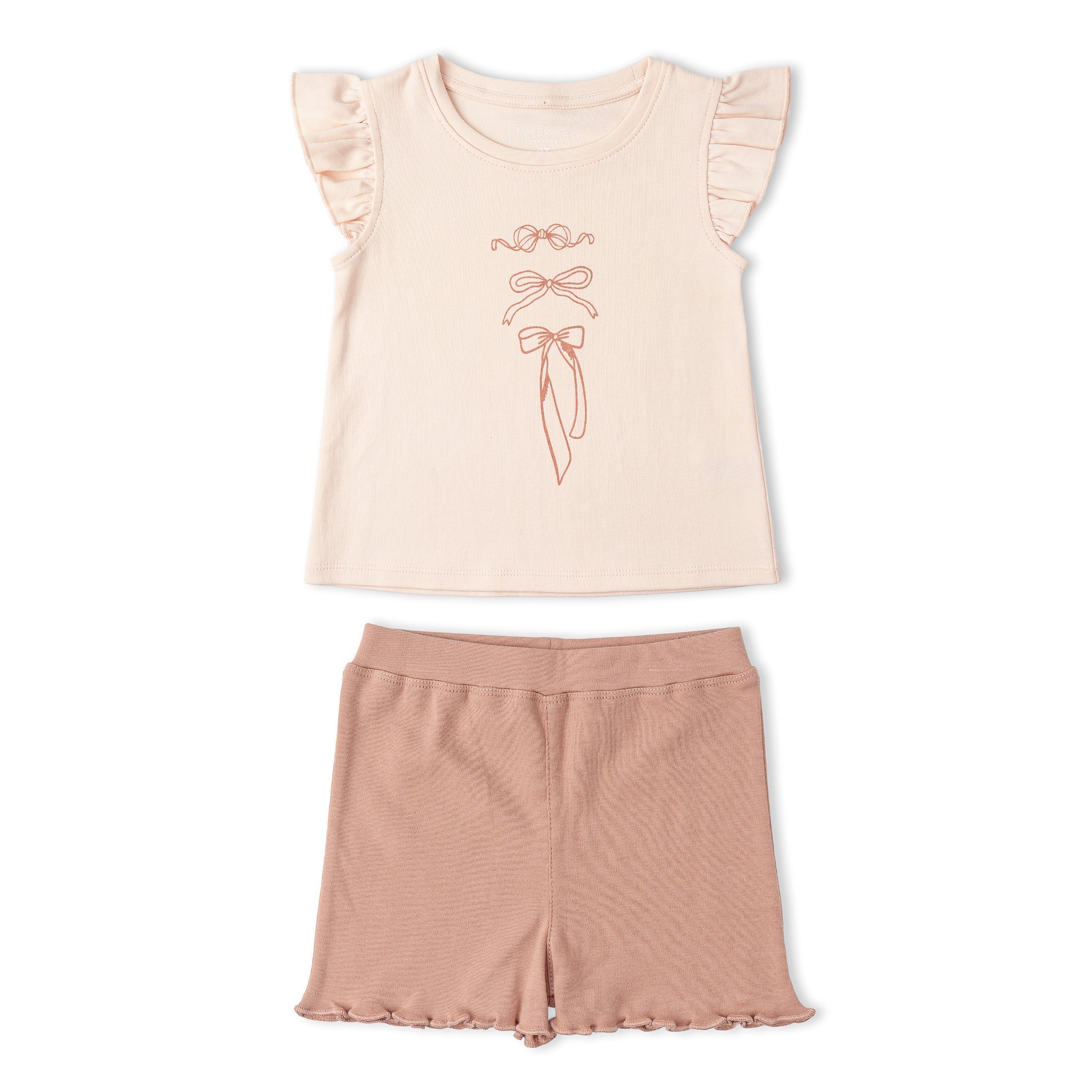 Organic Sleeveless Flutter Top & Shorts Set - Bows