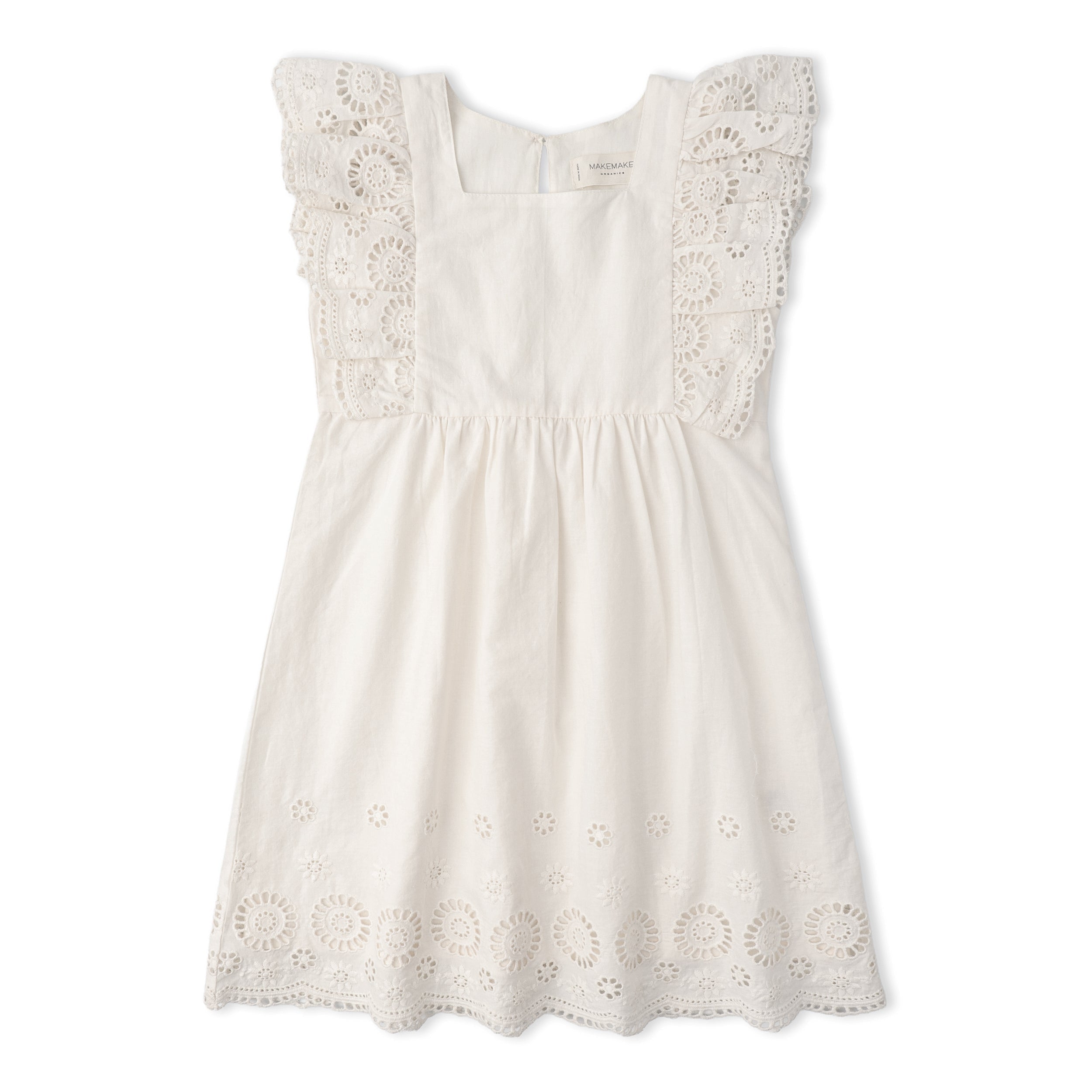 Organic Eyelet Flutter Dress - Ivory Eyelet