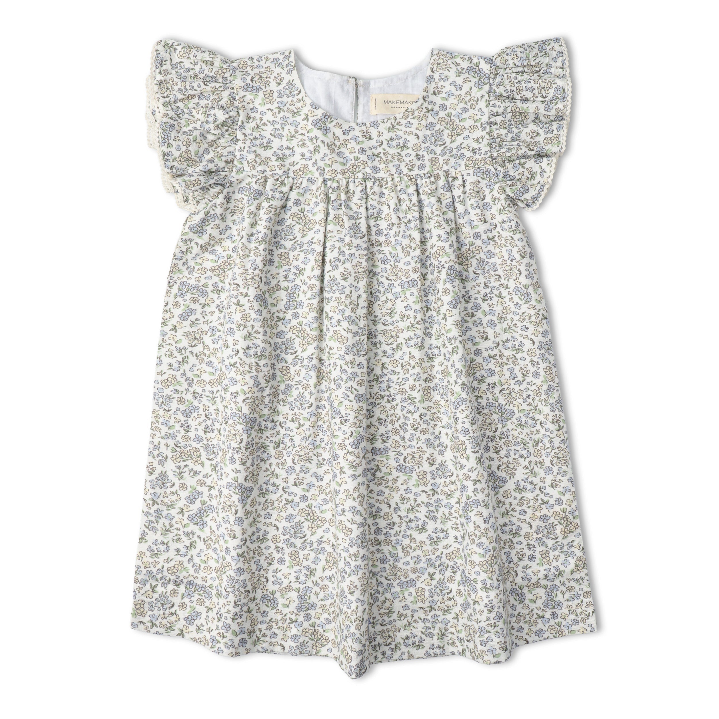 Organic Short Sleeve Flutter Dress - Tulle Floral