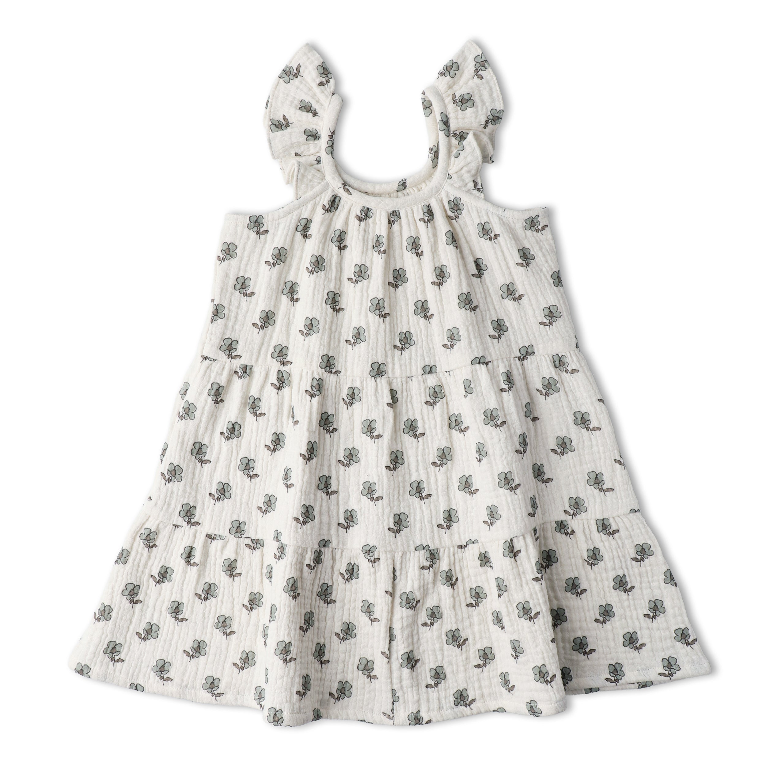 Organic Ruffle Tiered Dress - Poppy