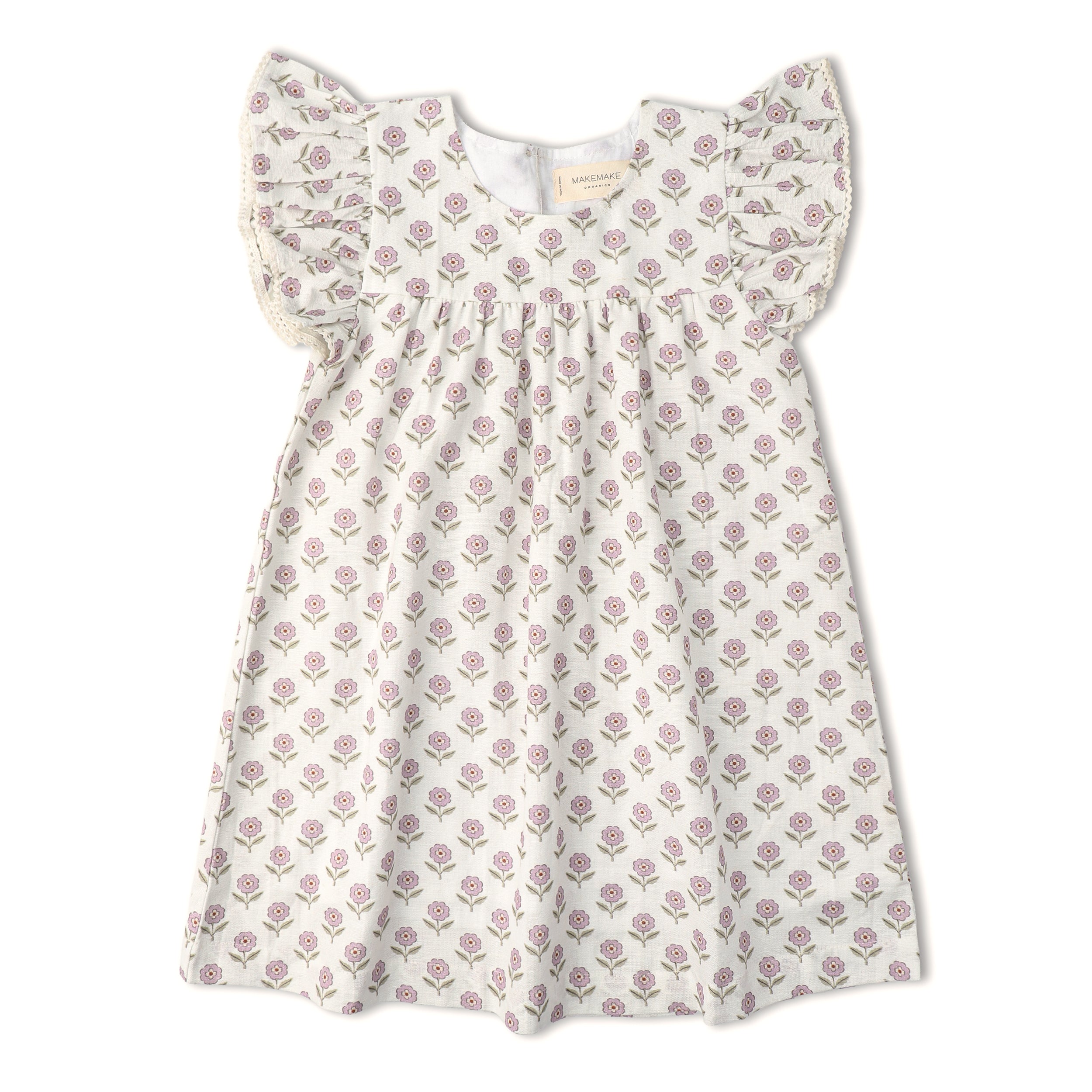 Organic Short Sleeve Flutter Dress - Lavender