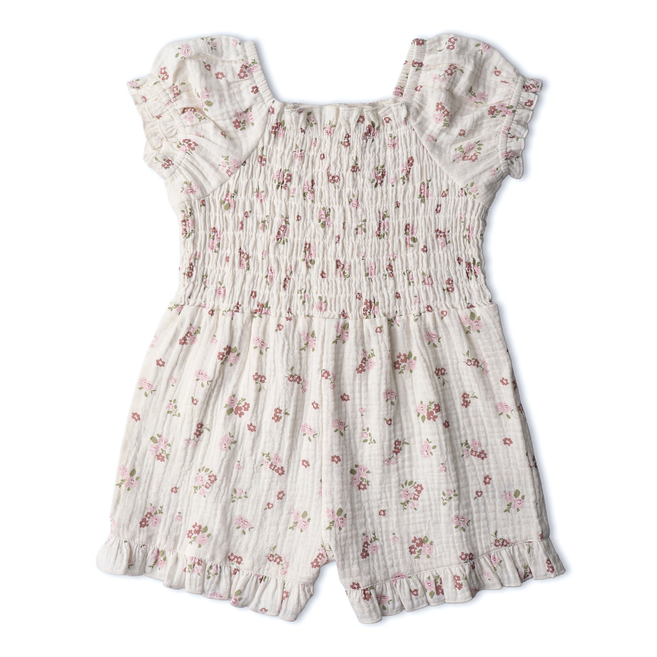 Organic Smocked Jumpsuit - Blush Floral