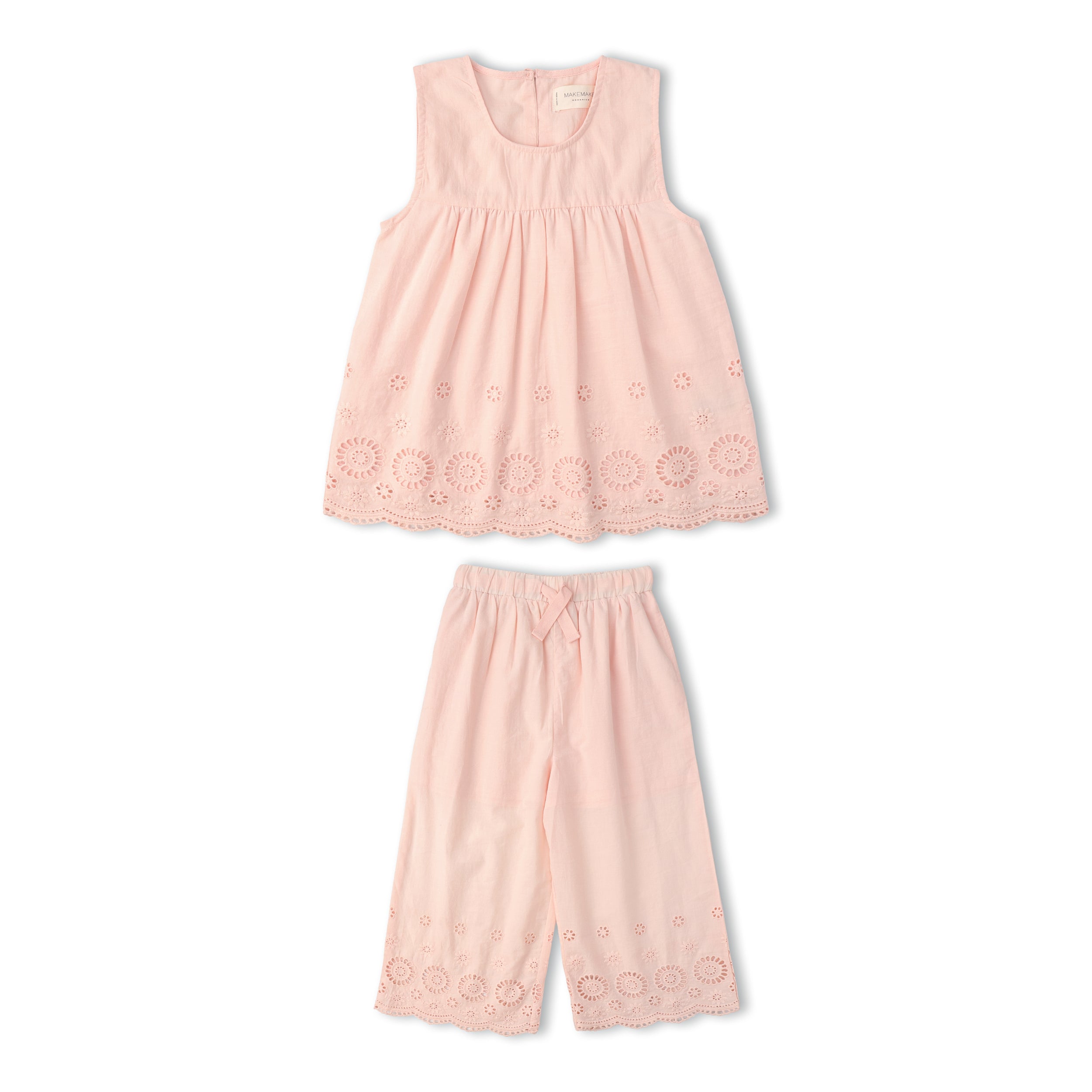 Organic Eyelet Top And Pant Set - Blush Eyelet