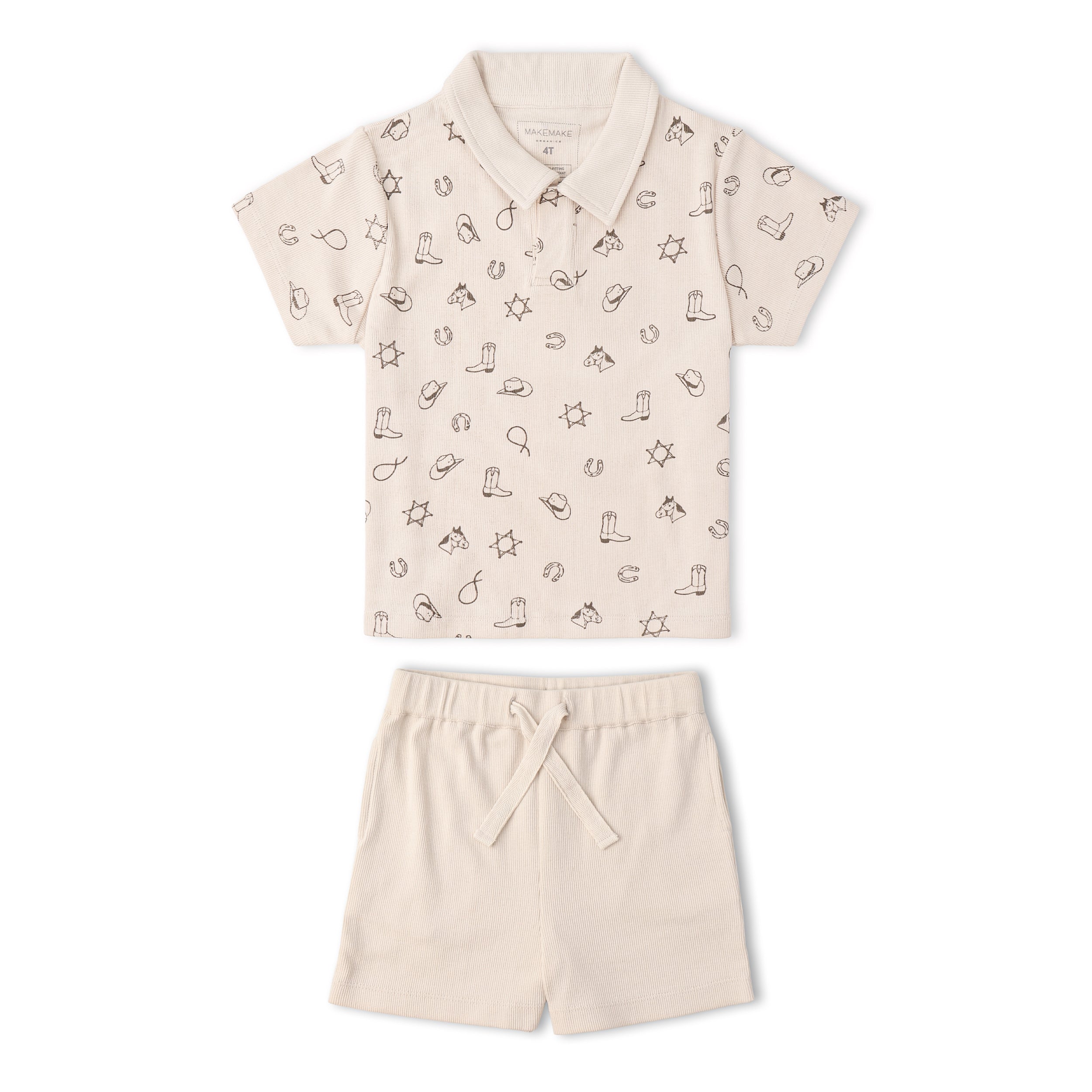 Organic Collar Tee & Shorts Set - Rodeo
