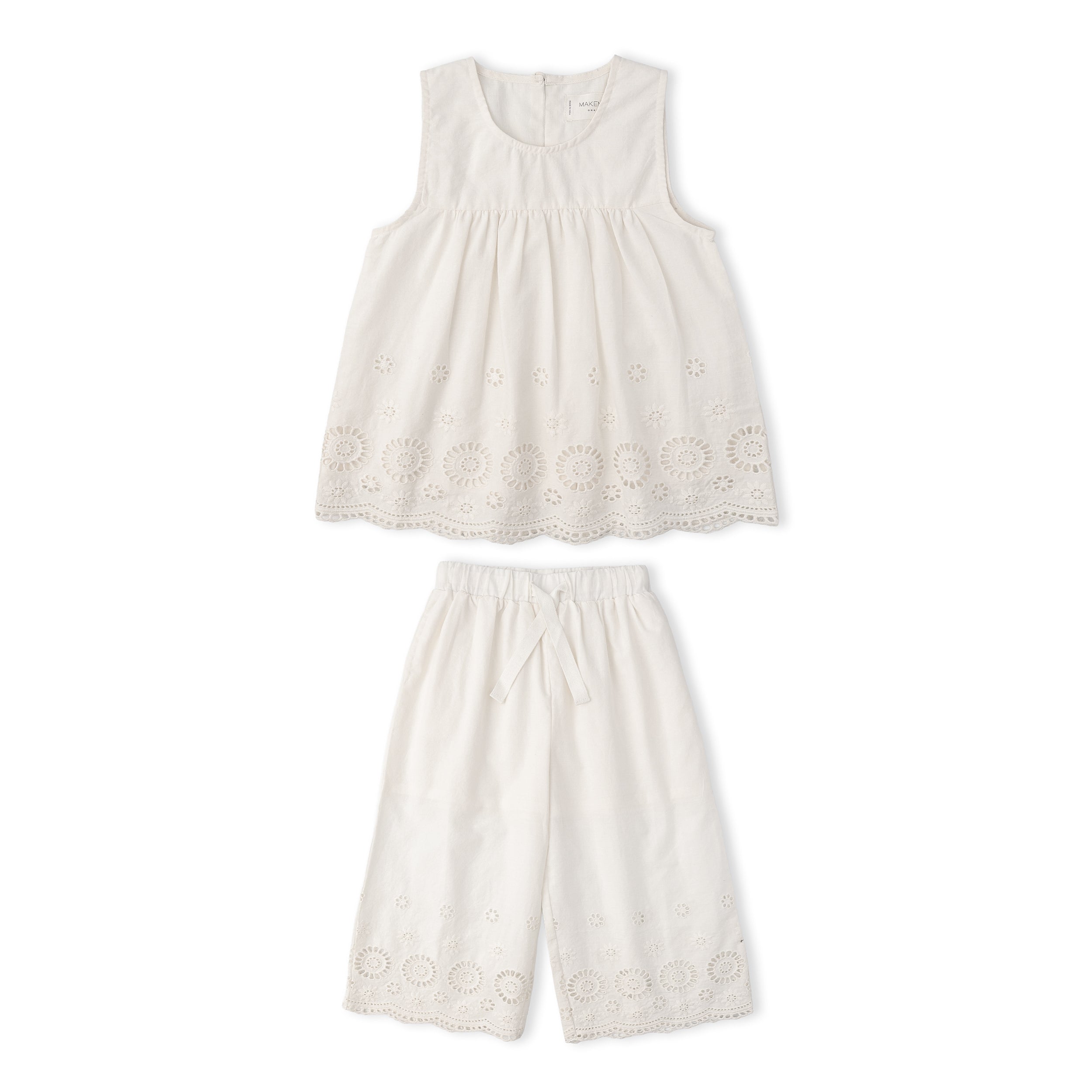 Organic Eyelet Top And Pant Set - Ivory Eyelet