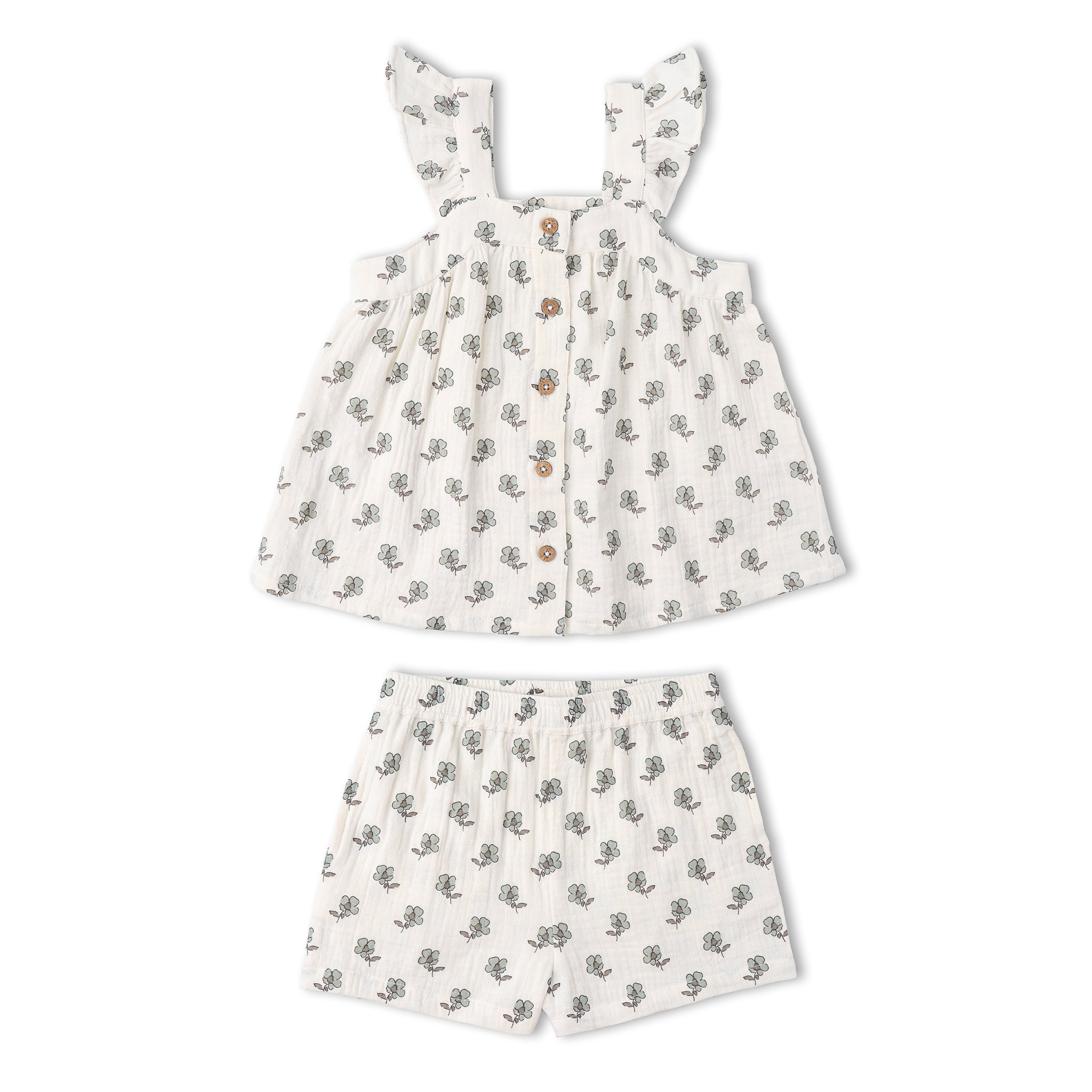 Organic Flutter Top & Shorts Set - Poppy