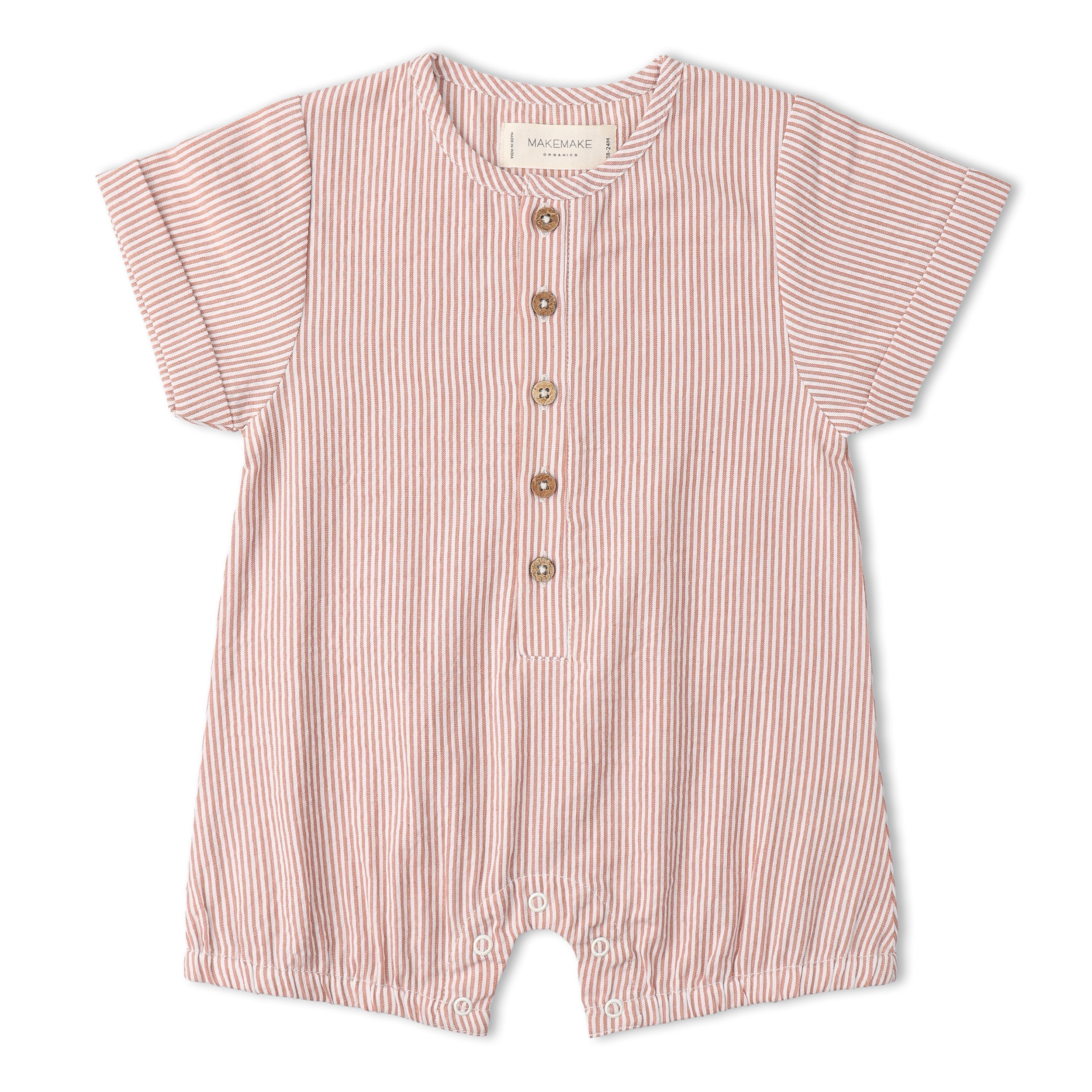 Organic Short Bubble Romper - Coral Stripes
