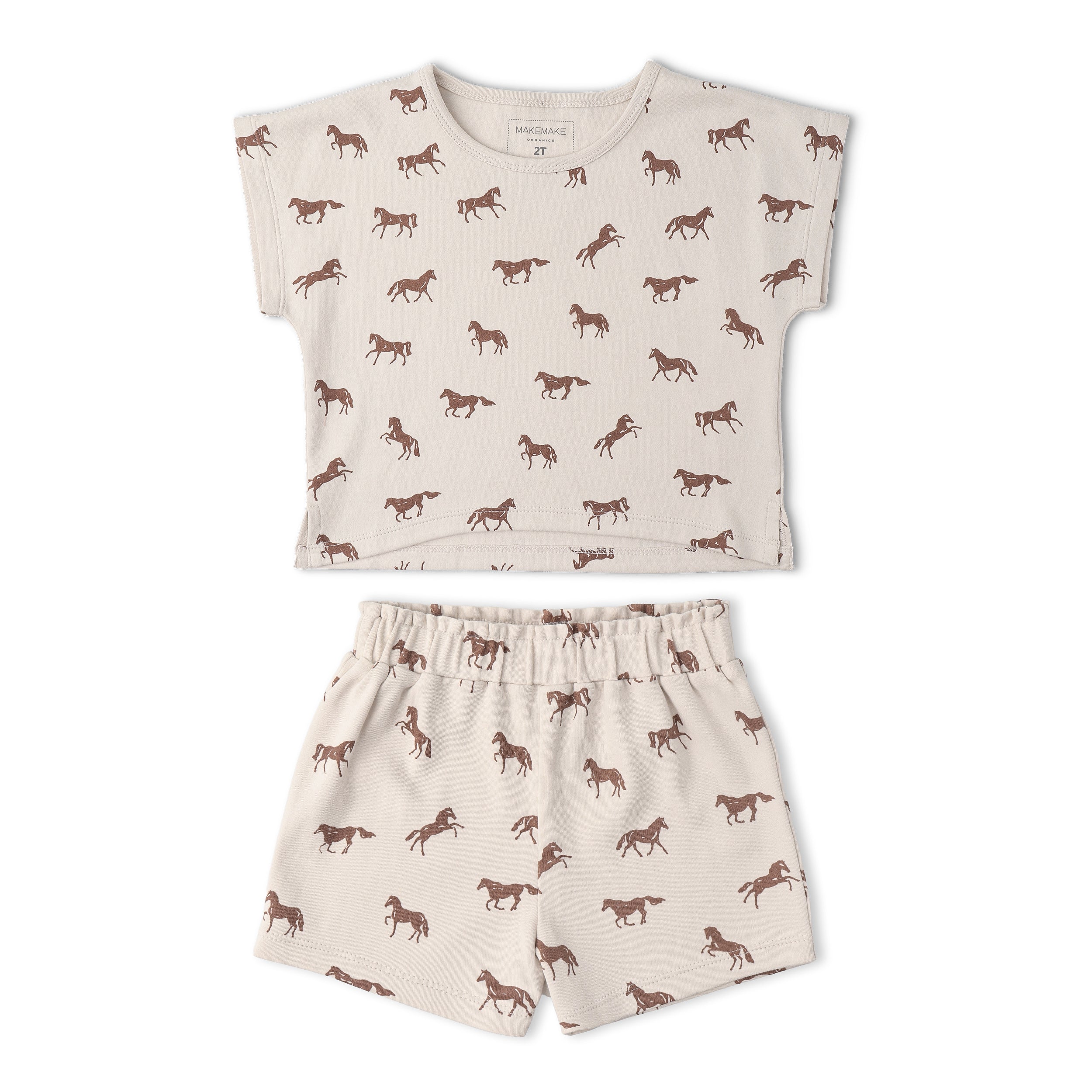 Organic Drop Shoulder Tee & Shorts Set - Horses