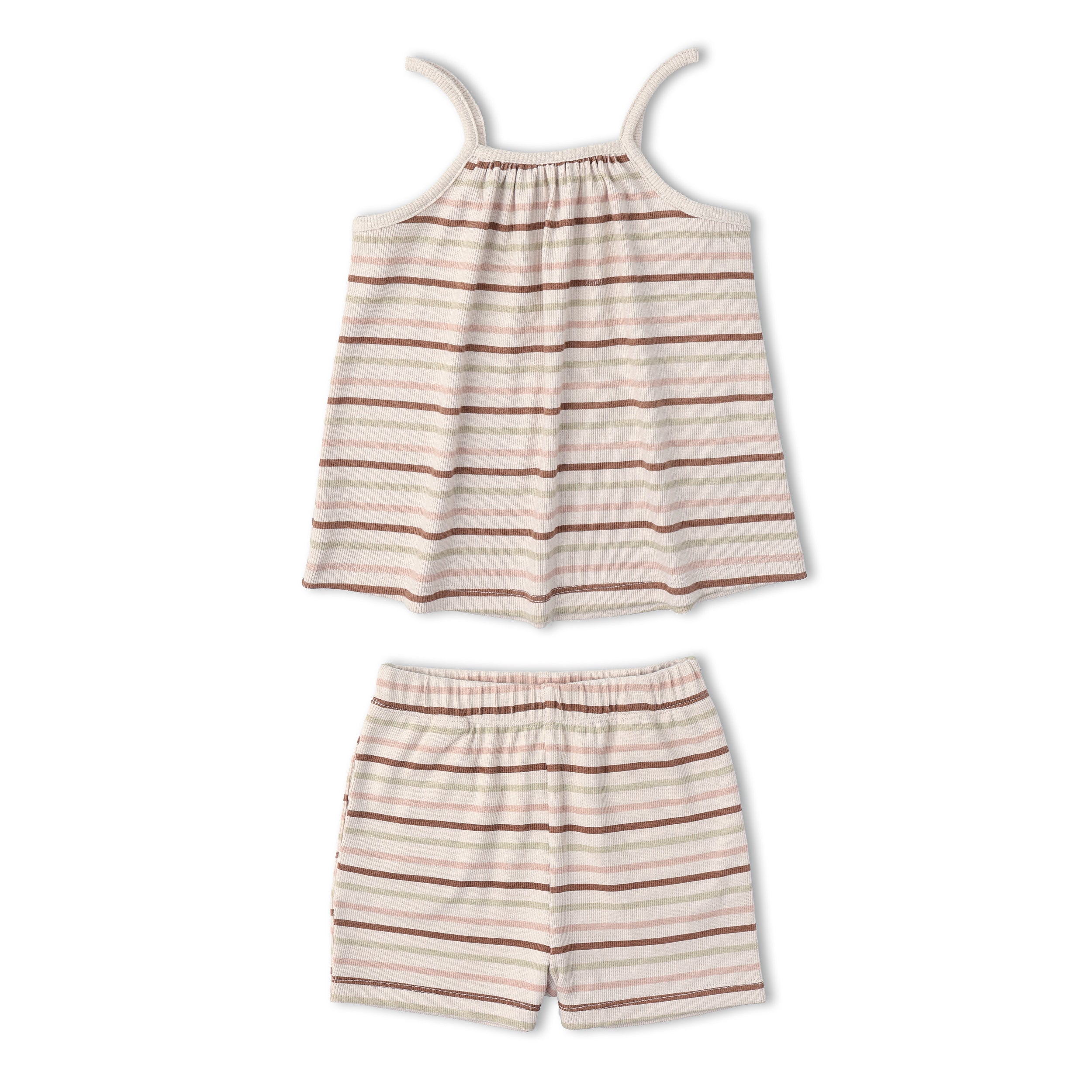 Organic Tank Top & Shorts Set - Terra Stripes