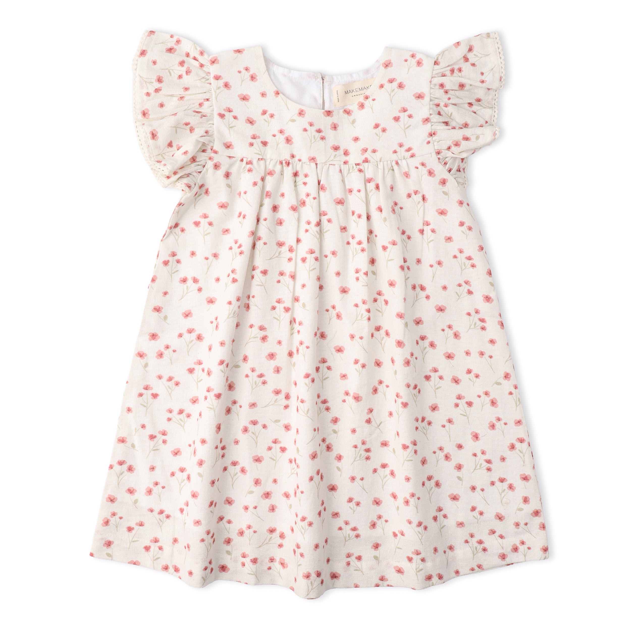 Organic Short Sleeve Flutter Dress - Pink  Bloom