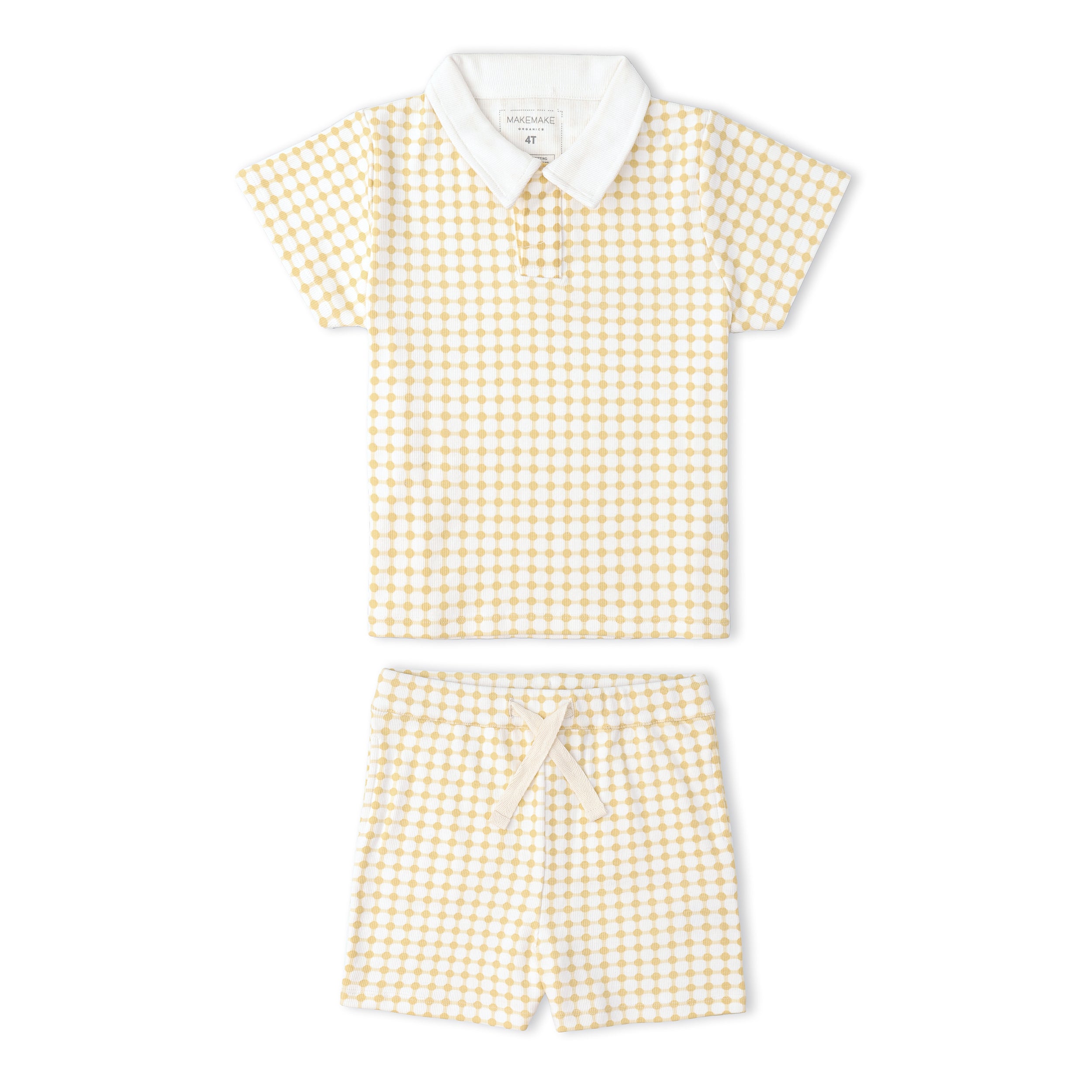 Organic Collar Tee & Shorts Set - Dotty Gingham