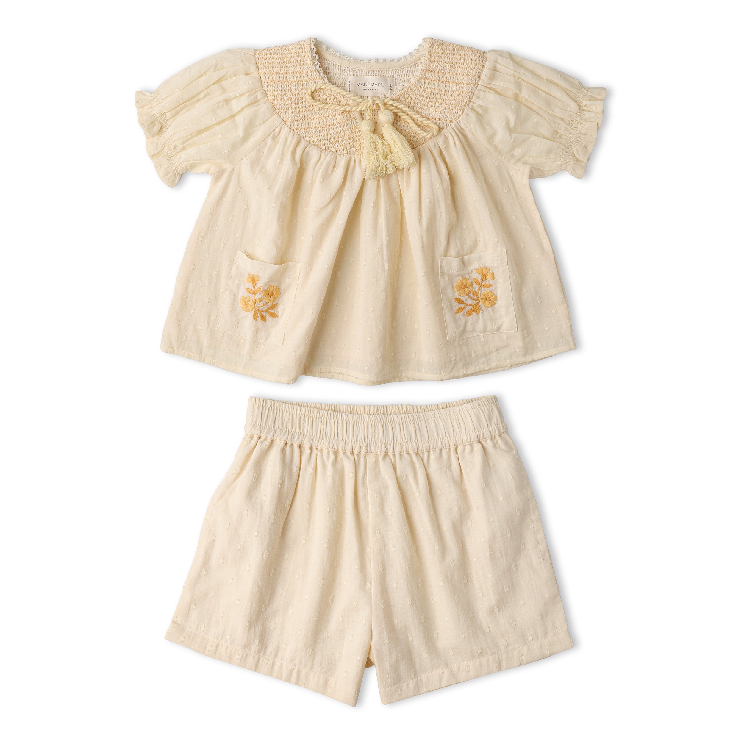 Organic Smocked Top & Shorts Set - Butter Yellow