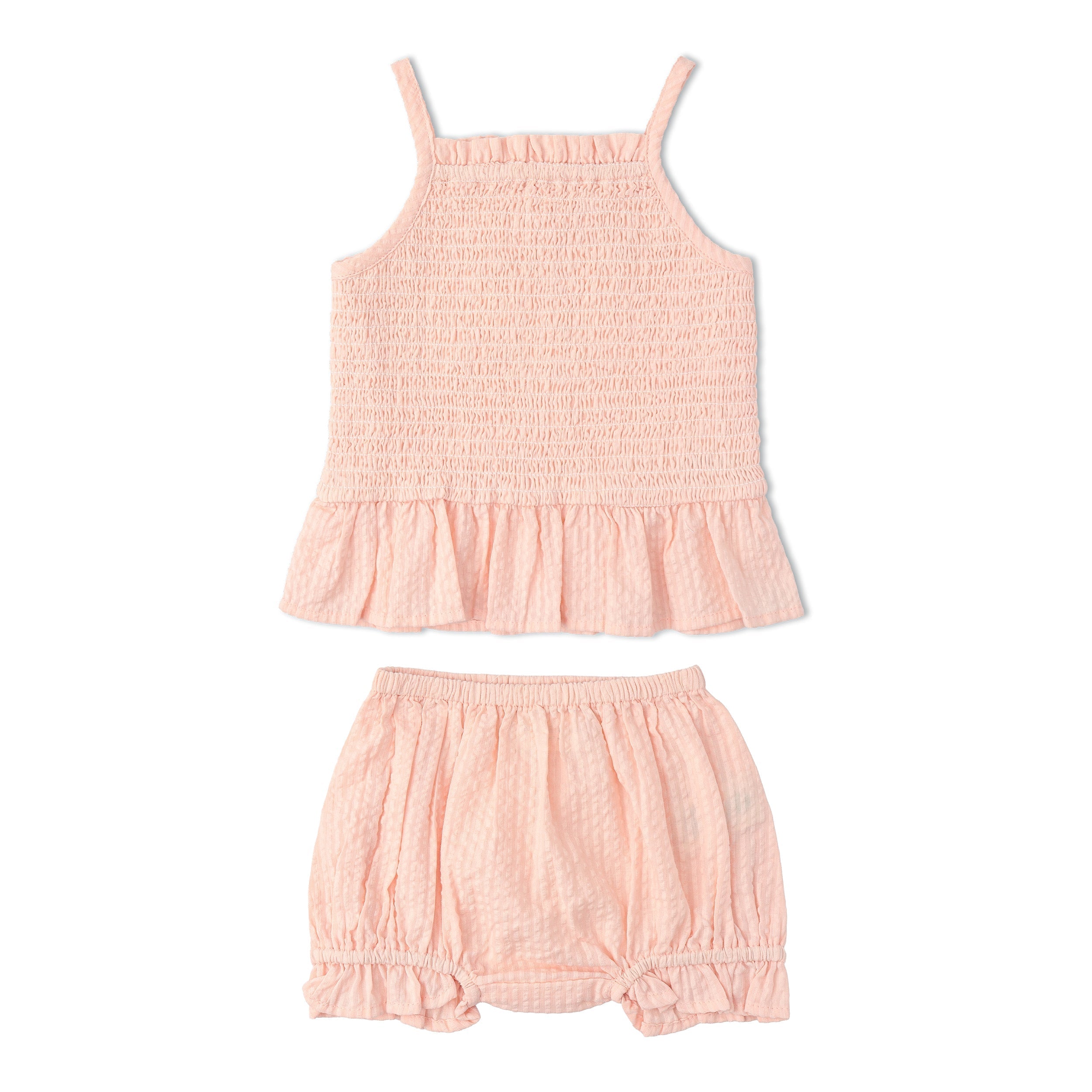 Organic Smocked Top And Bloomer Set - Blush