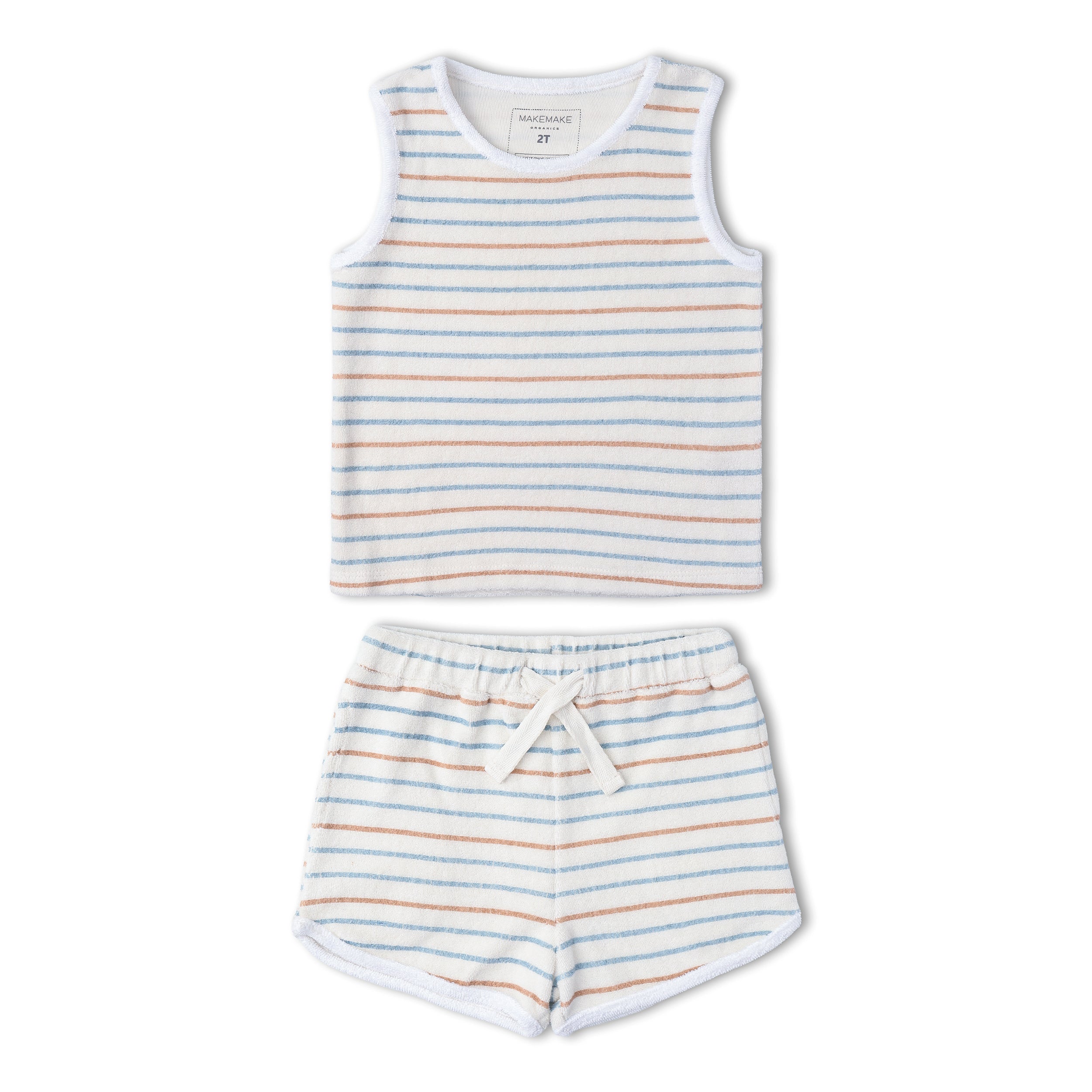 Organic Sleeveless Tee & Shorts Set - Cabana Stripes