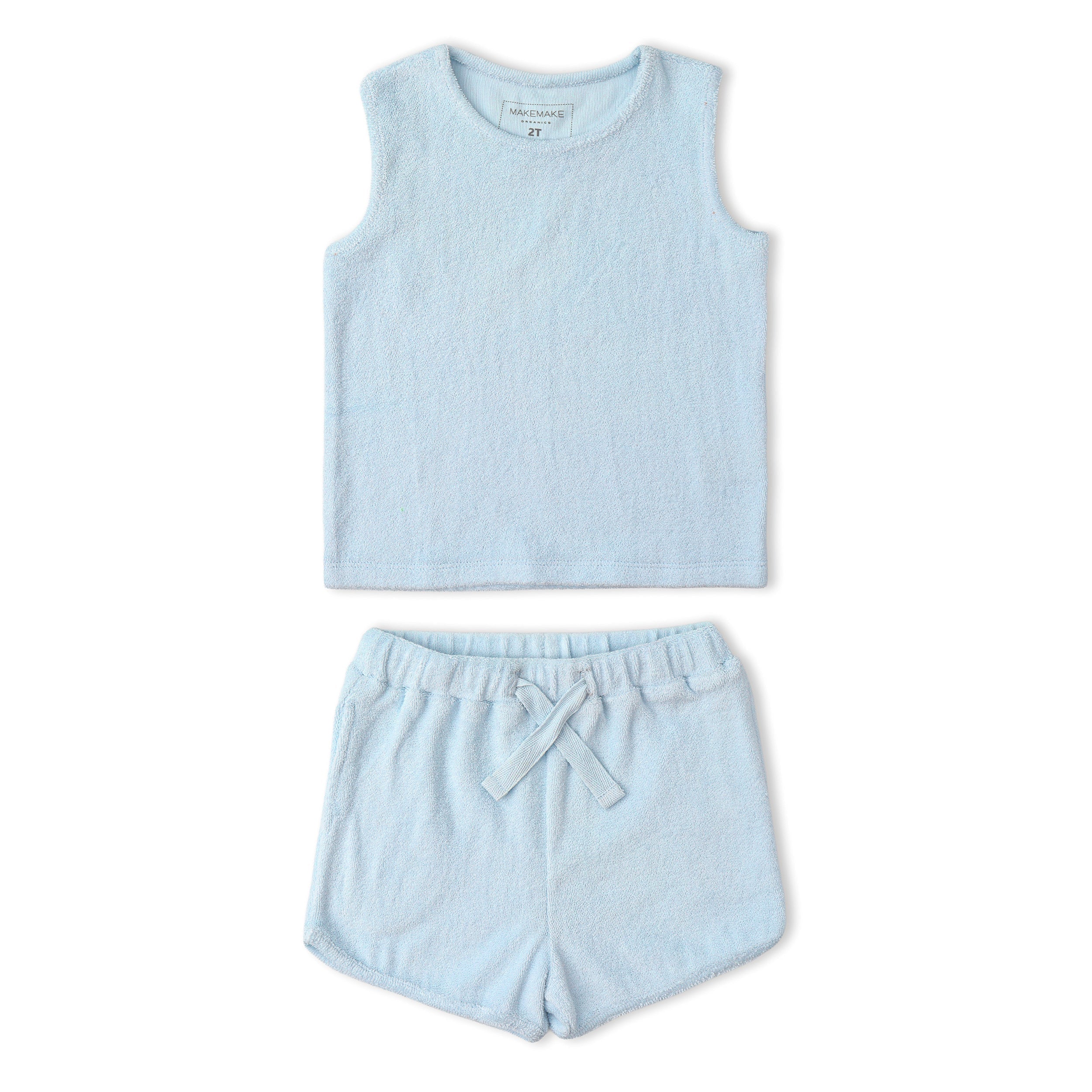 Organic Sleeveless Tee & Shorts Set - Light Blue
