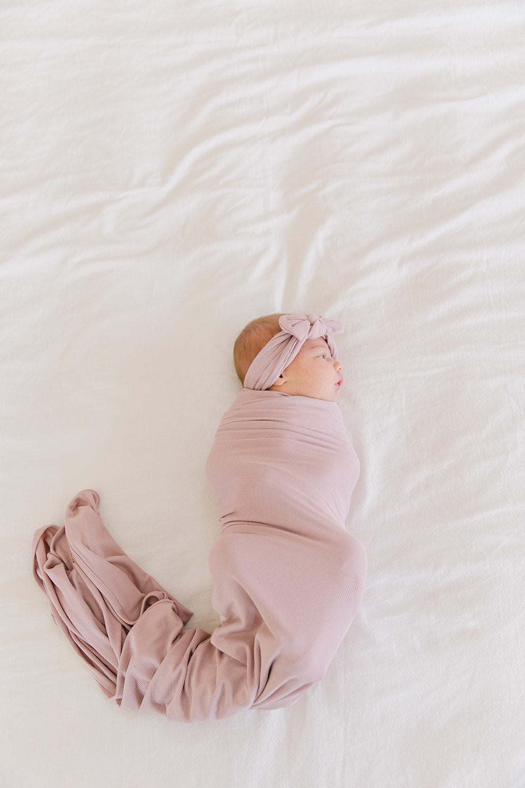 blush ribbed stretchy swaddle