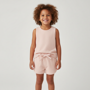 Organic Sleeveless Tee & Shorts Set - Blush