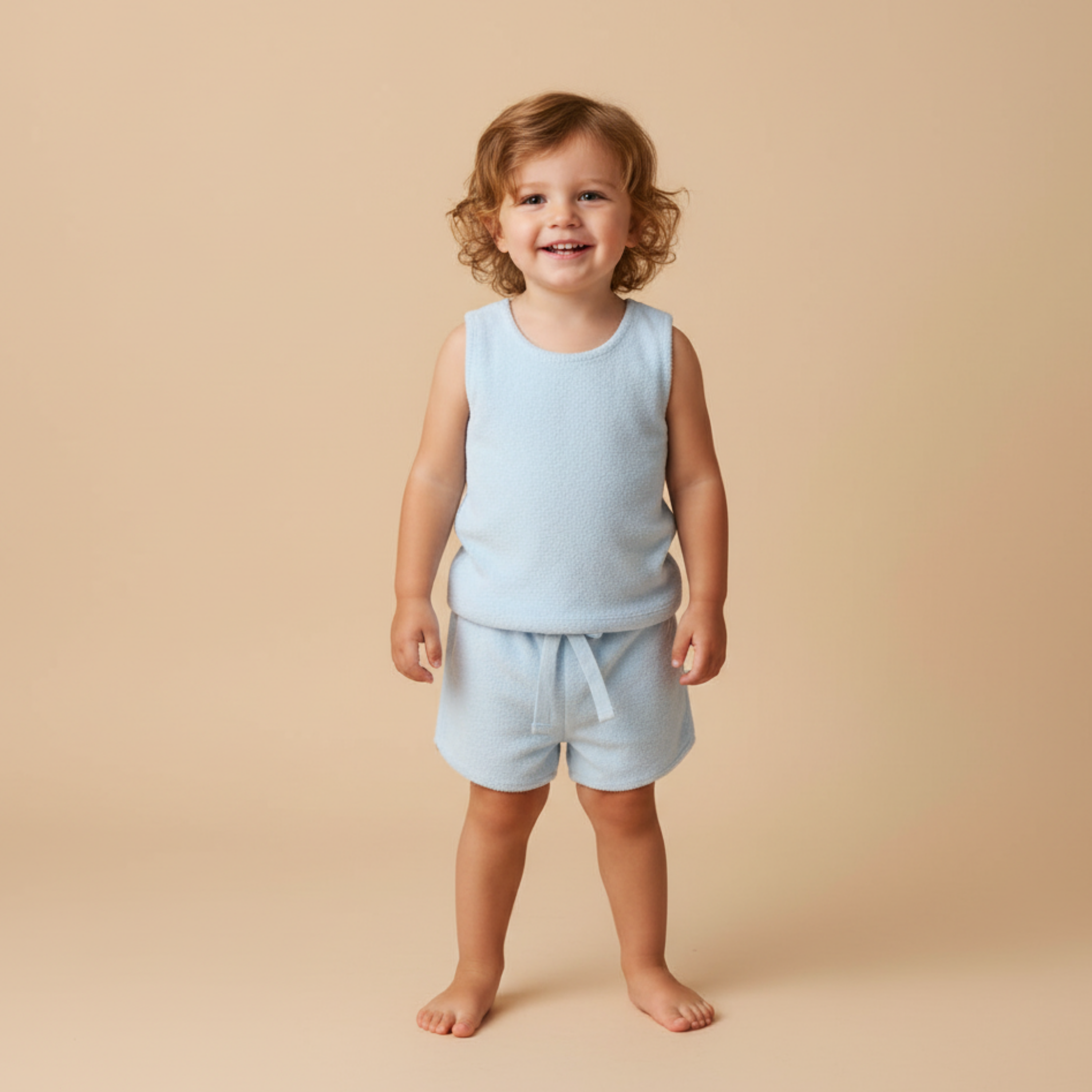 Organic Sleeveless Tee & Shorts Set - Light Blue